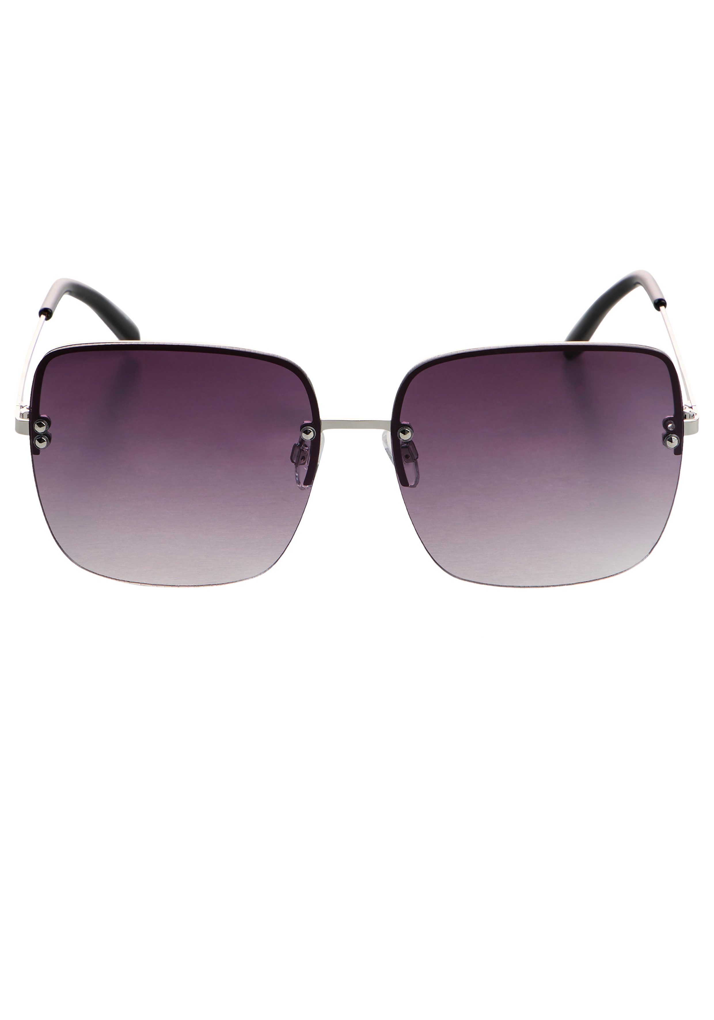 Laura Scott Sonnenbrille randloses Trapez-Design, silber glänzende Bügel, F günstig online kaufen