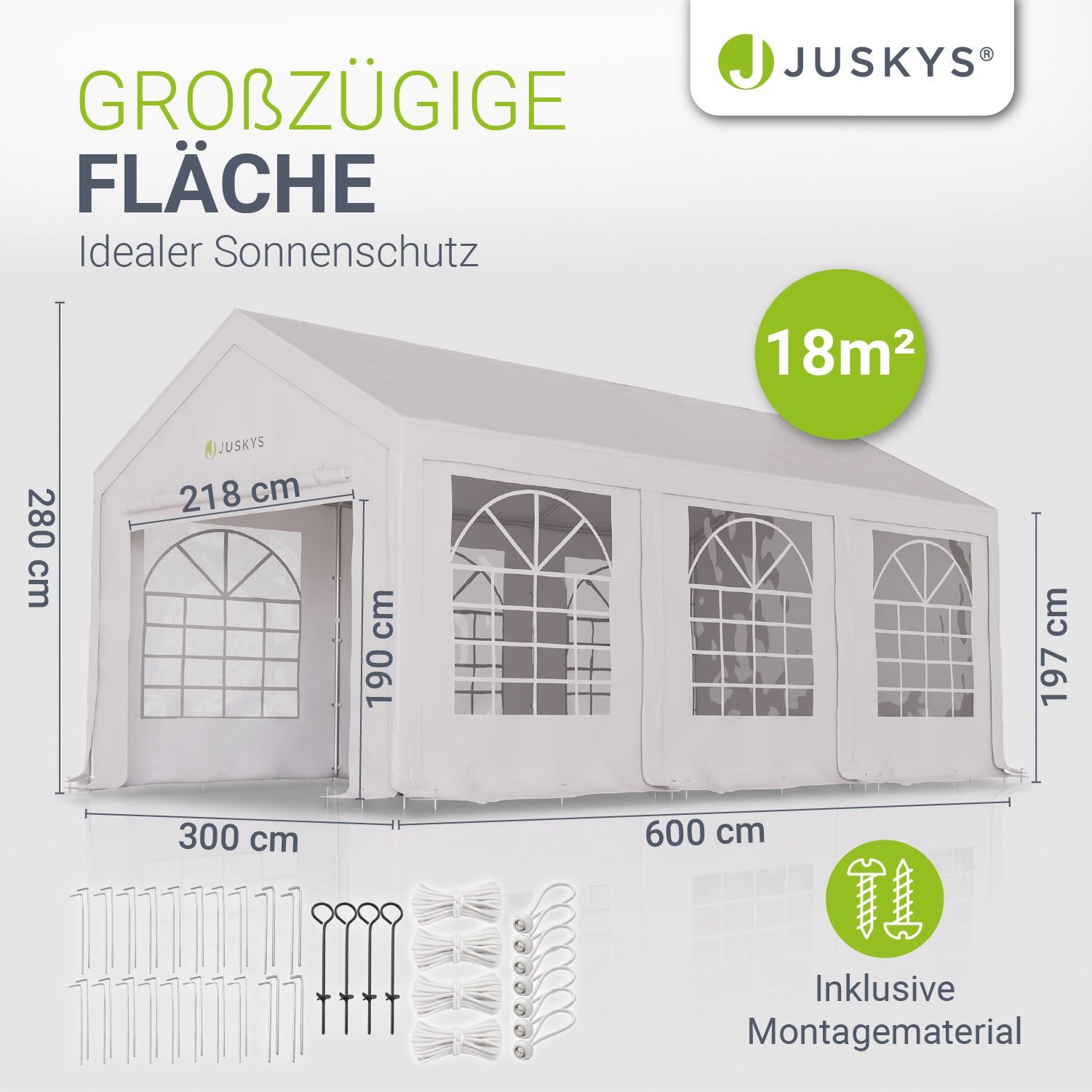 Juskys Partyzelt Gala 3x6 m, groß, stabil und standfest mit einfachem Klick-System