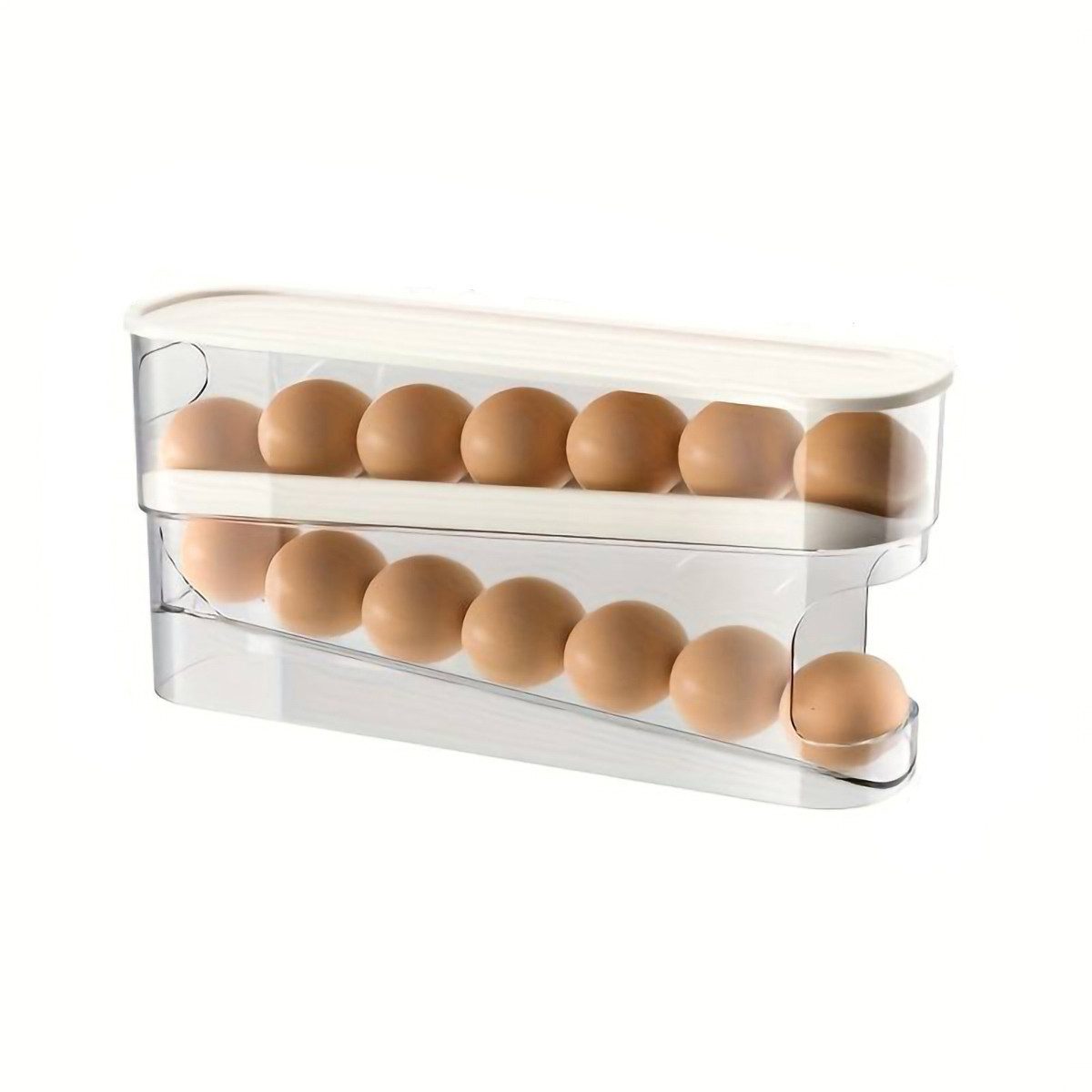yozhiqu Eierkorb Doppelter Eierbox Huhn Ente Ei Küche automatische Positionierung, rollende Ei Aufbewahrungsbox, Eierbox rollende Ei Aufbewahrungsbox