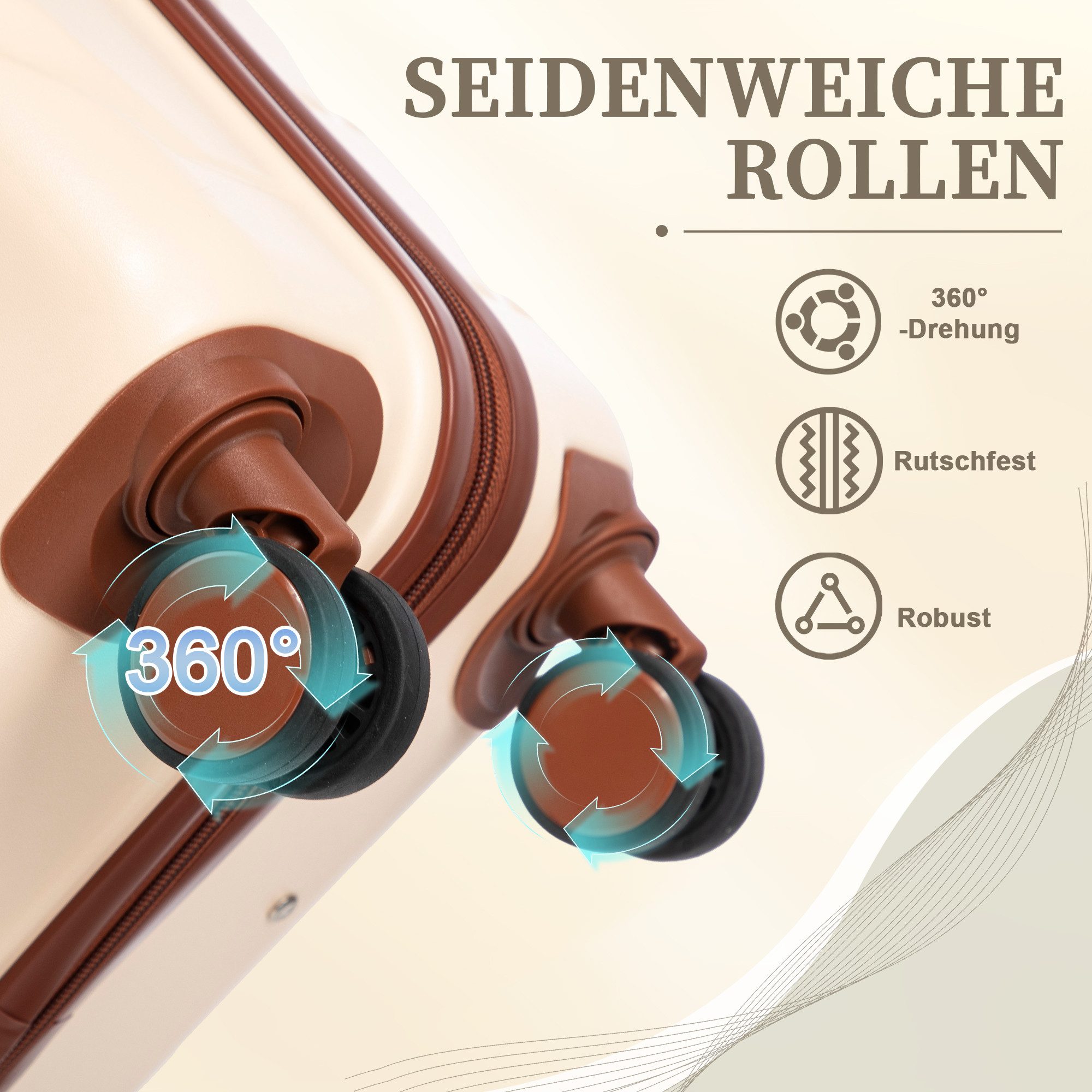 GLP Trolleyset Hartschalen Koffer S-M-L-XL-Set Reisekoffer Trolley, 4 Rollen, (Robustes Koffer-Set aus ABS-Hartschale, 4 tlg., 360° leisen Doppelrollen & verstellbarem Teleskopgriff), für Reisen, Wochenendtrips & Geschäftsreisen