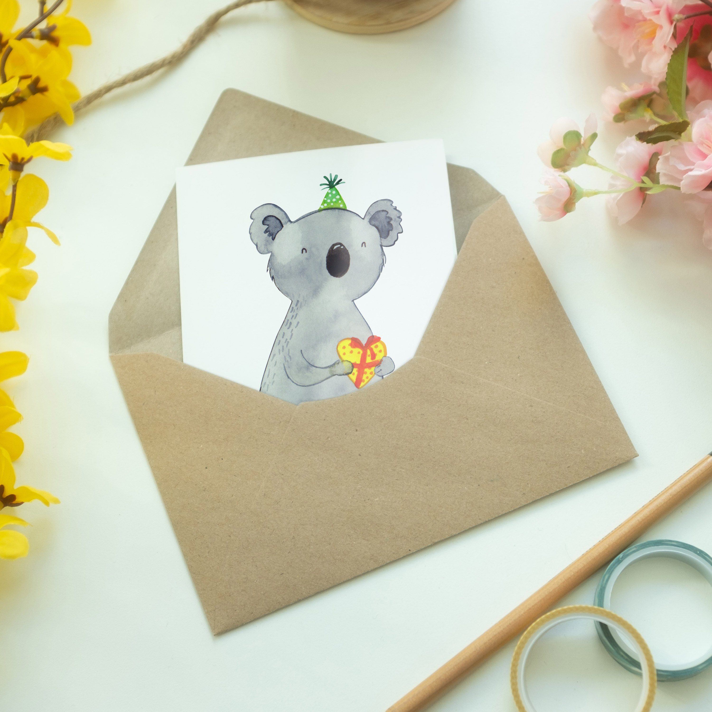 Koala - & Weiß Glückwun - Karte, Geschenk Mr. Grußkarte Geburtstagskarte, Geburtstag, Mrs. Panda