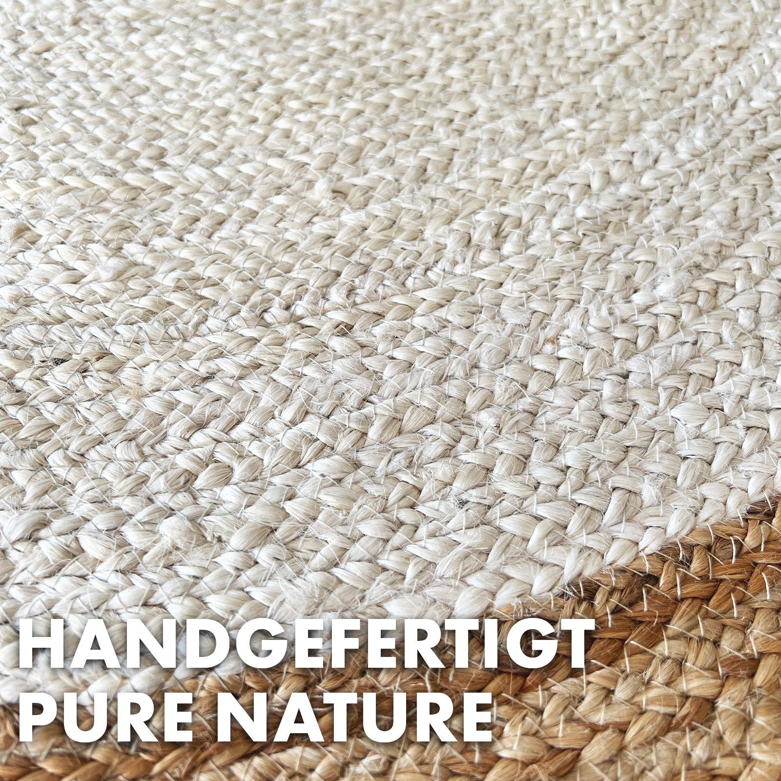 Kubus Teppich Juteteppich Rund, Handgewebter Naturteppich, günstig online kaufen