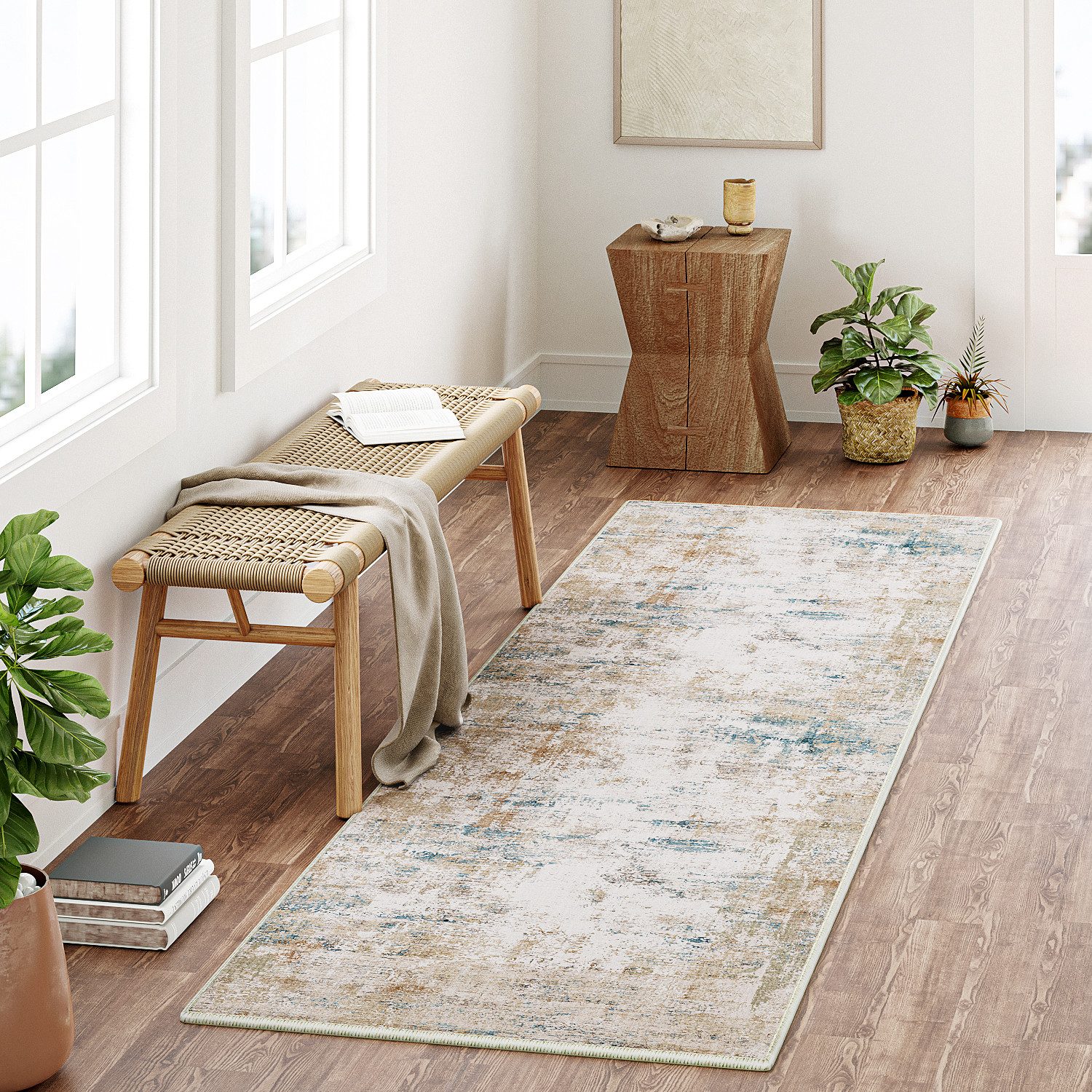 PURECOZY Teppich Verschiedene Größen, Waschbar & Rutschfest, abstrakter Stil, Rechteckig, Höhe: 6.1 mm, für Wohnzimmer, Schlafzimmer, Flur, Küche & Eingangsbereich