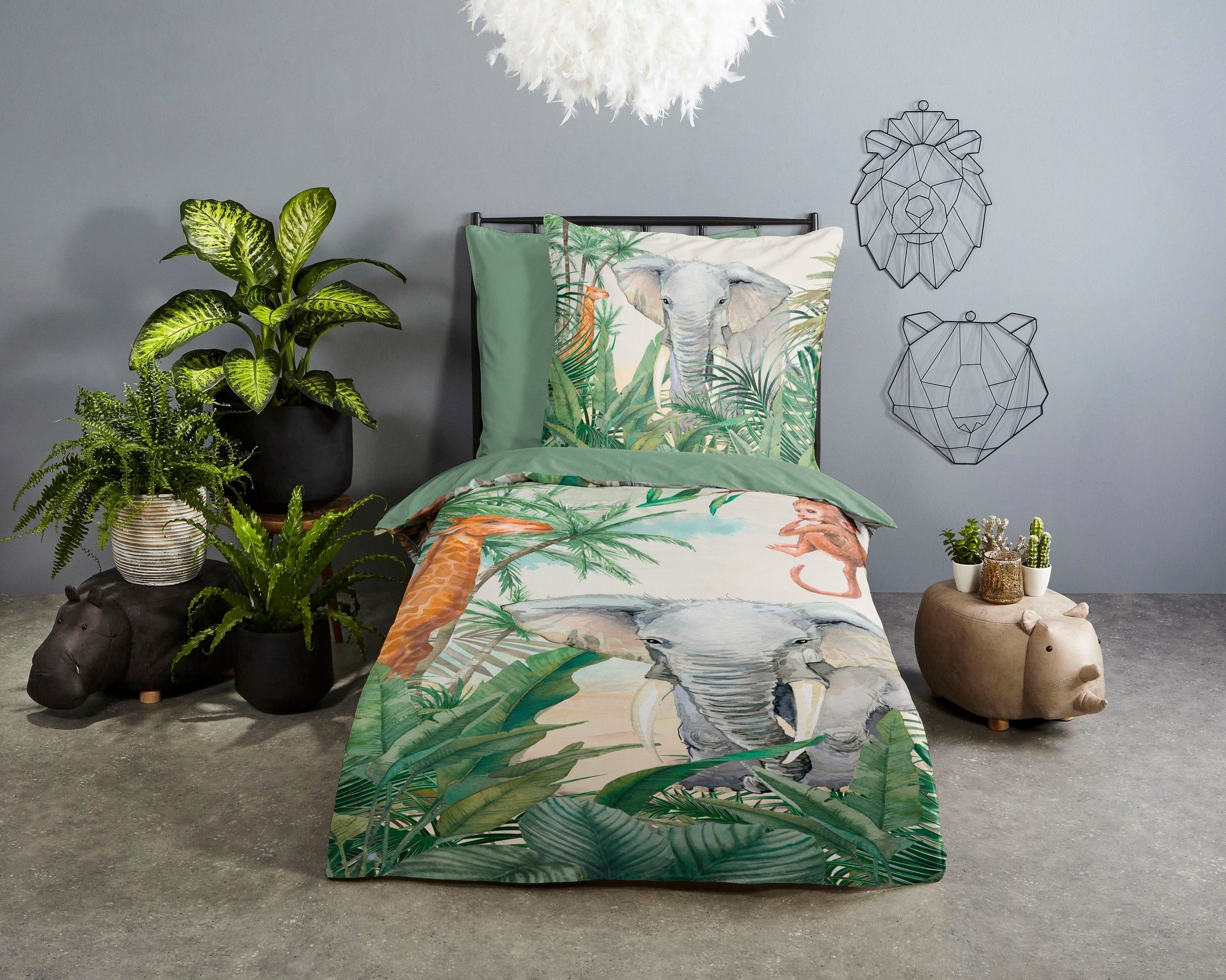 good morning Kinderbettwäsche JUNGLE Bettwäsche-Set, Renforcé, 2 teilig, Ti günstig online kaufen