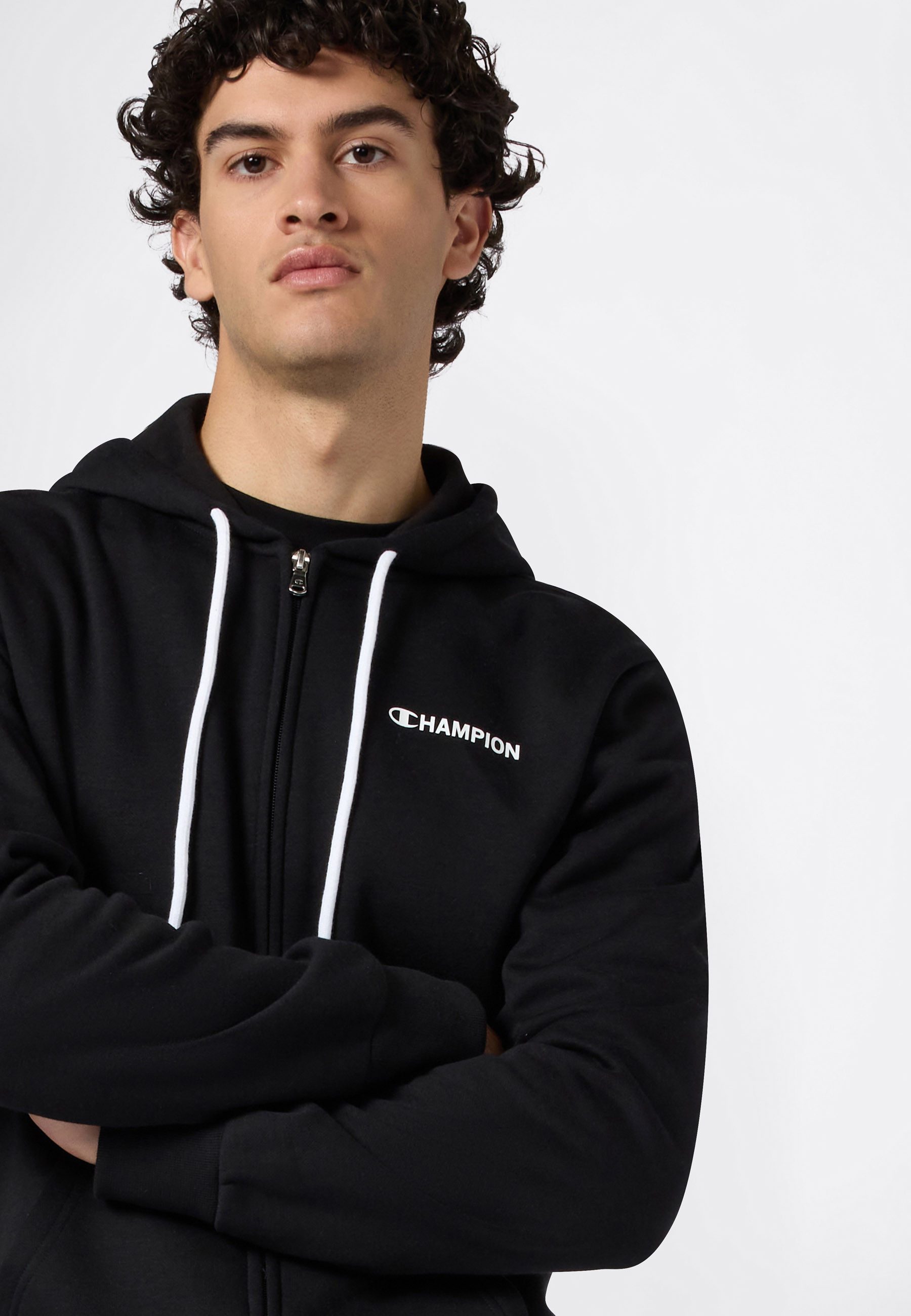 Champion Kapuzensweatjacke Graphic Full Zip Hoodie mit Kapuze, für Alltag, aus Baumwolle und Polyester