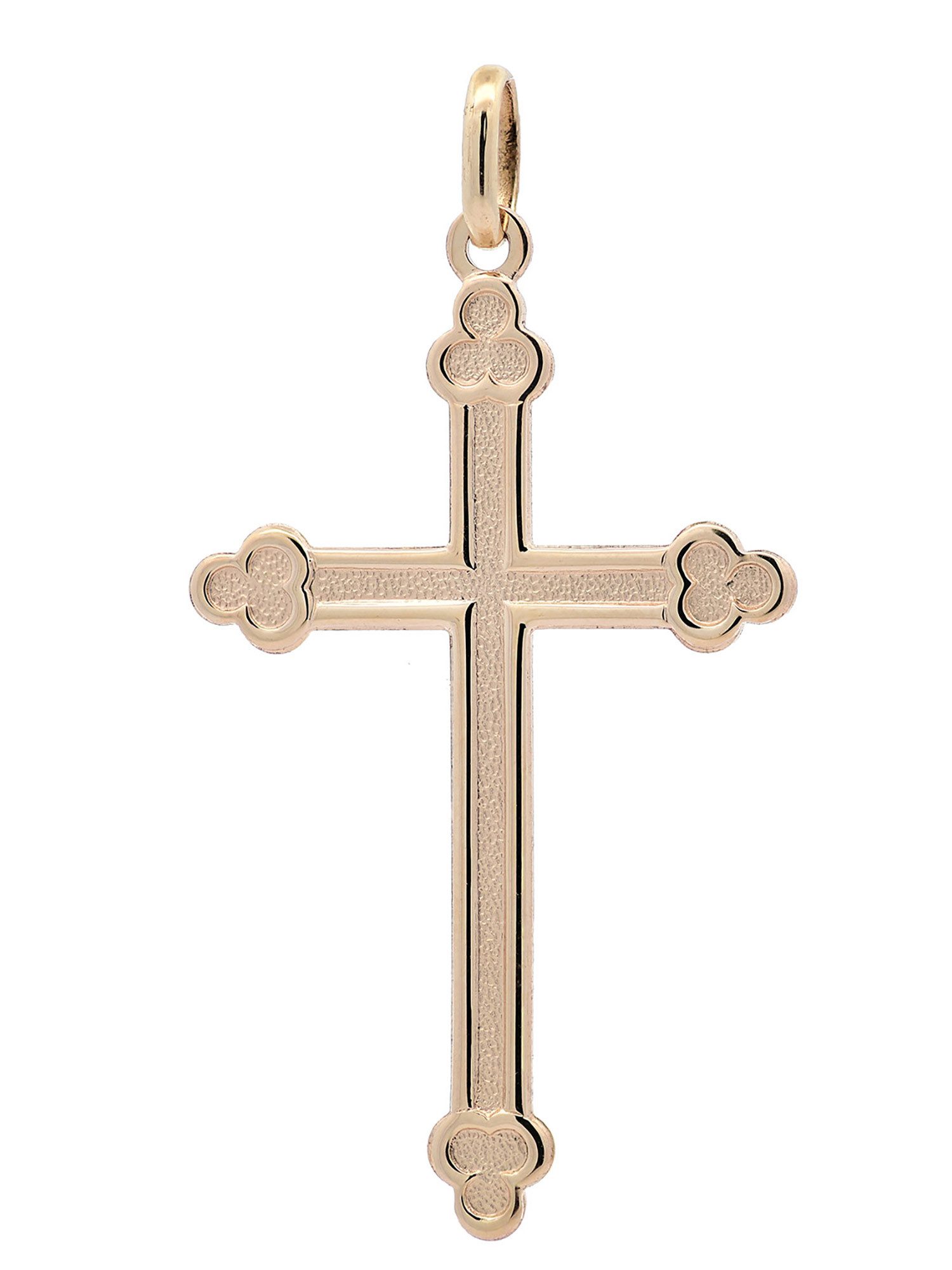 HOPLO Kettenanhänger Anhänger Kreuz mit 1,1 mm Goldkette 36 cm 585-14 Karat Gold, Made in Germany