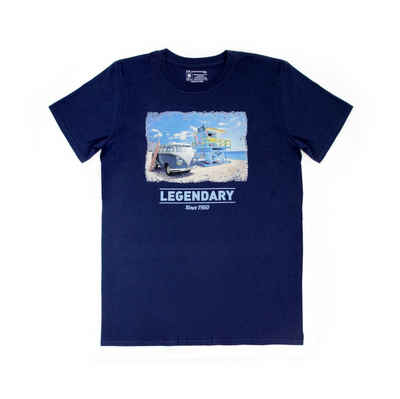 VW Collection by BRISA Kurzarmshirt Volkswagen Unisex T-Shirt stilvolles Rundhalsshirt, mit Beachlife Design in Blau