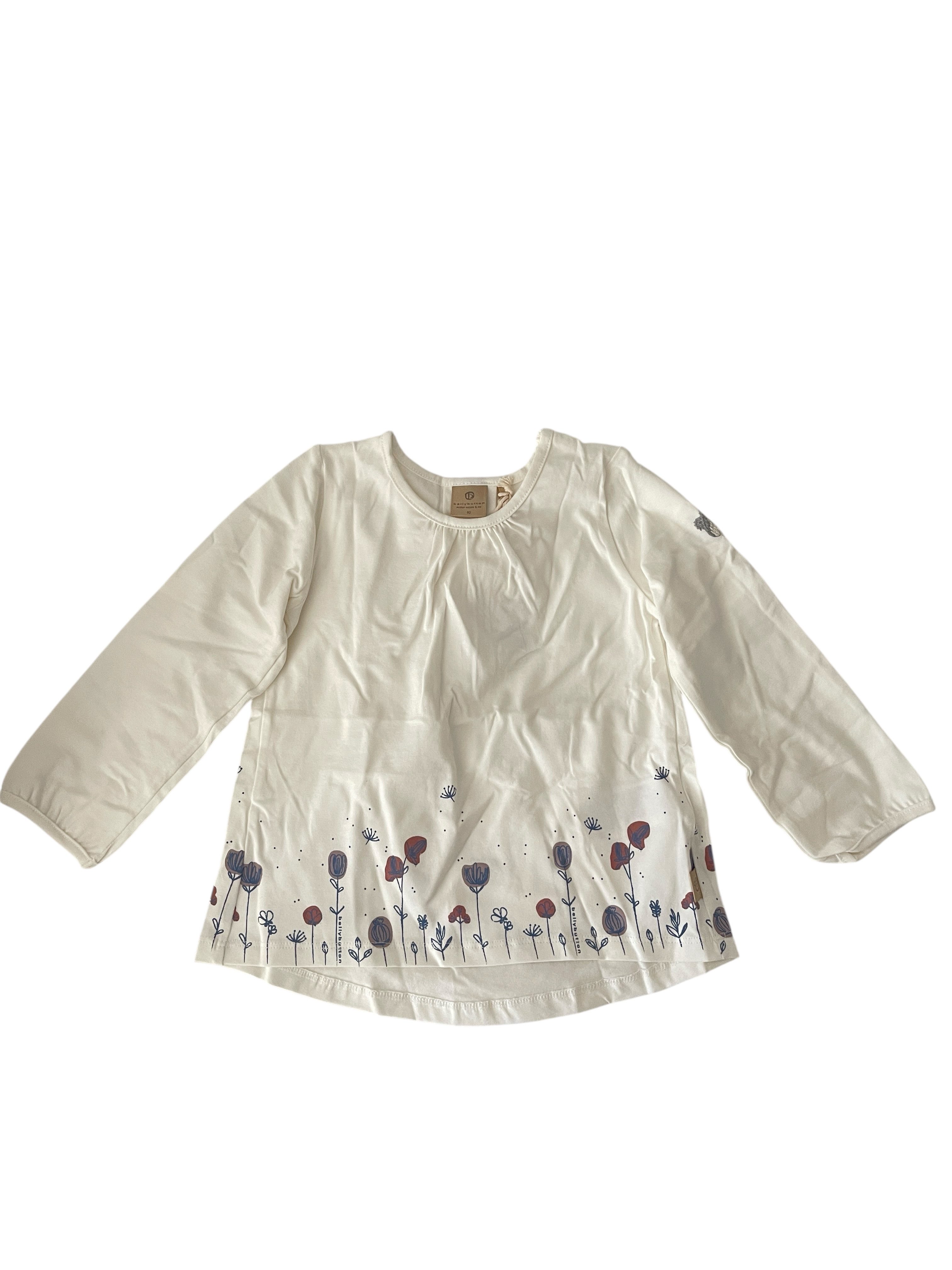 Bellybutton Langarmshirt Mini Girls (1-tlg) Bellybutton Mädchen Tunika mit Blumenprint, Langarm, Farbe Creme