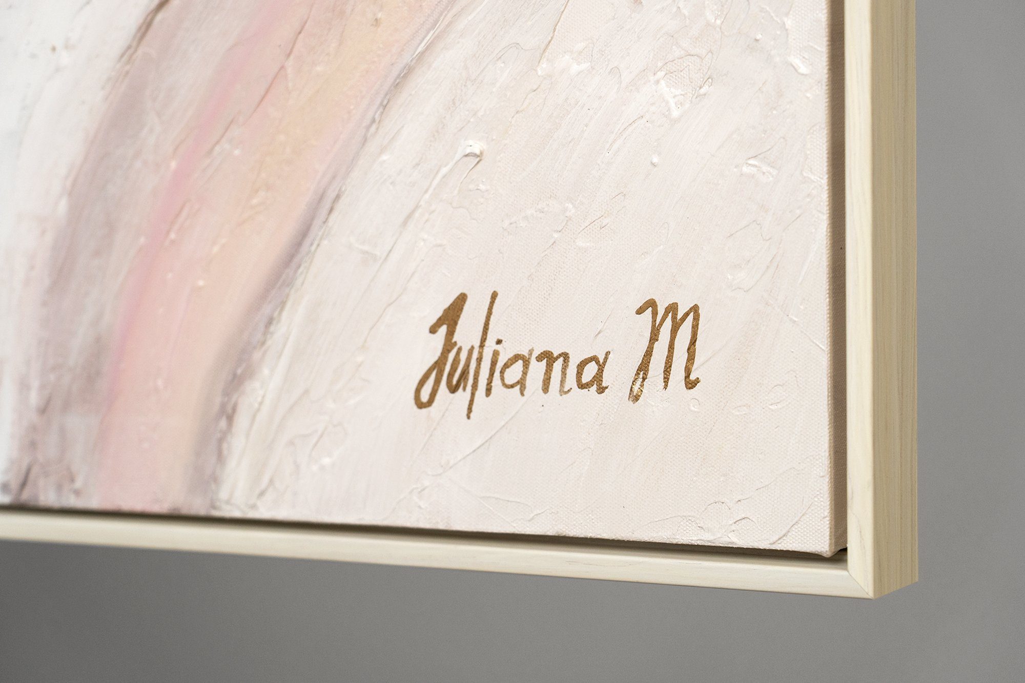 YS-Art Gemälde Relax, Abstrakte Bilder, Leinwand Bild Handgemalt Abstrakt Gold Lila Weiß