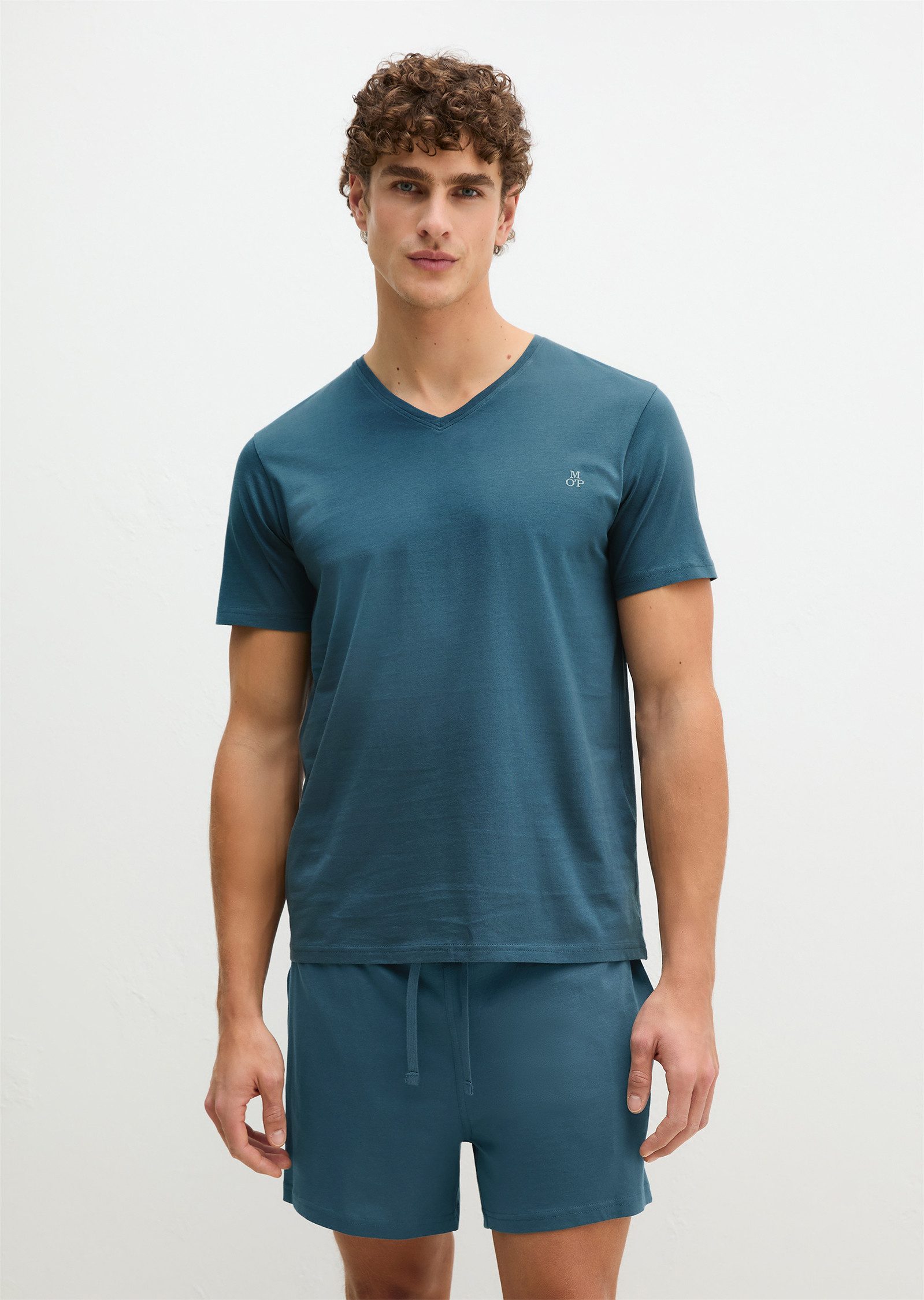 Marc O'Polo Pyjamaoberteil Mix N Match Cotton mit V-Neck und kurzem Arm