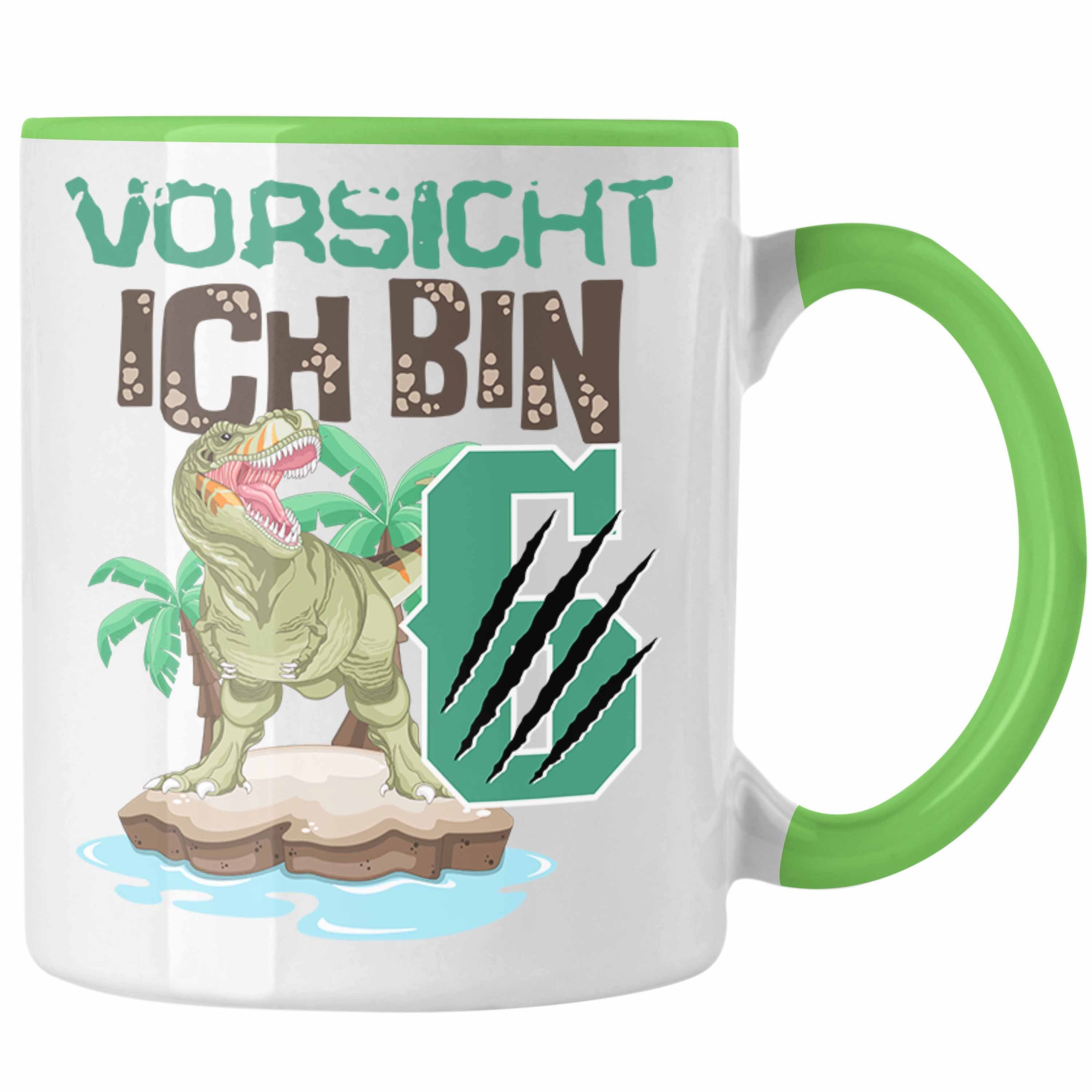 Trendation Jungs Bin Geschenk Geburtstag Vorsicht Grün 6 Ich 6er Tasse Geschenkidee Dinosaur