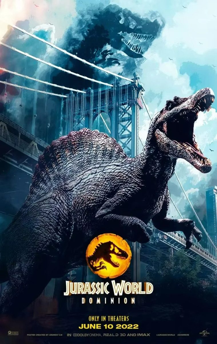 TPFLiving Kunstdruck (OHNE RAHMEN) Poster - Leinwand - Wandbild, Jurassic World Dominion Moderne Dinosaurier Filmdrucke auf Leinwand (Leinwandbild XXL), Farben: Schwarz, Gelb, Blau, Weiß, Orange, Rot -Größe: 20x30cm