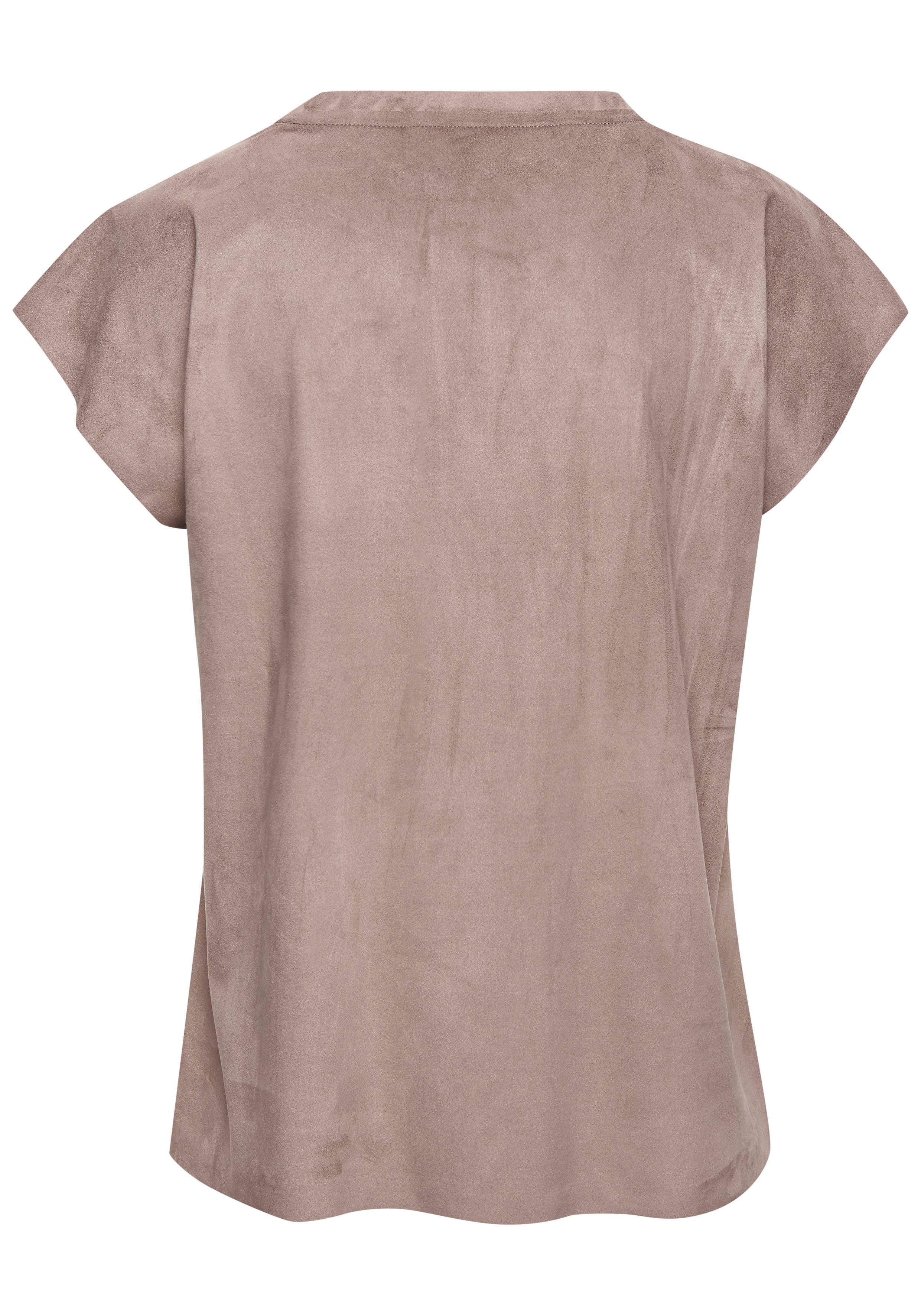 French Connection T-Shirt aus Veloursleder-Imitat mit kleiner Stickerei, Loungewear – Bild 4 von 5