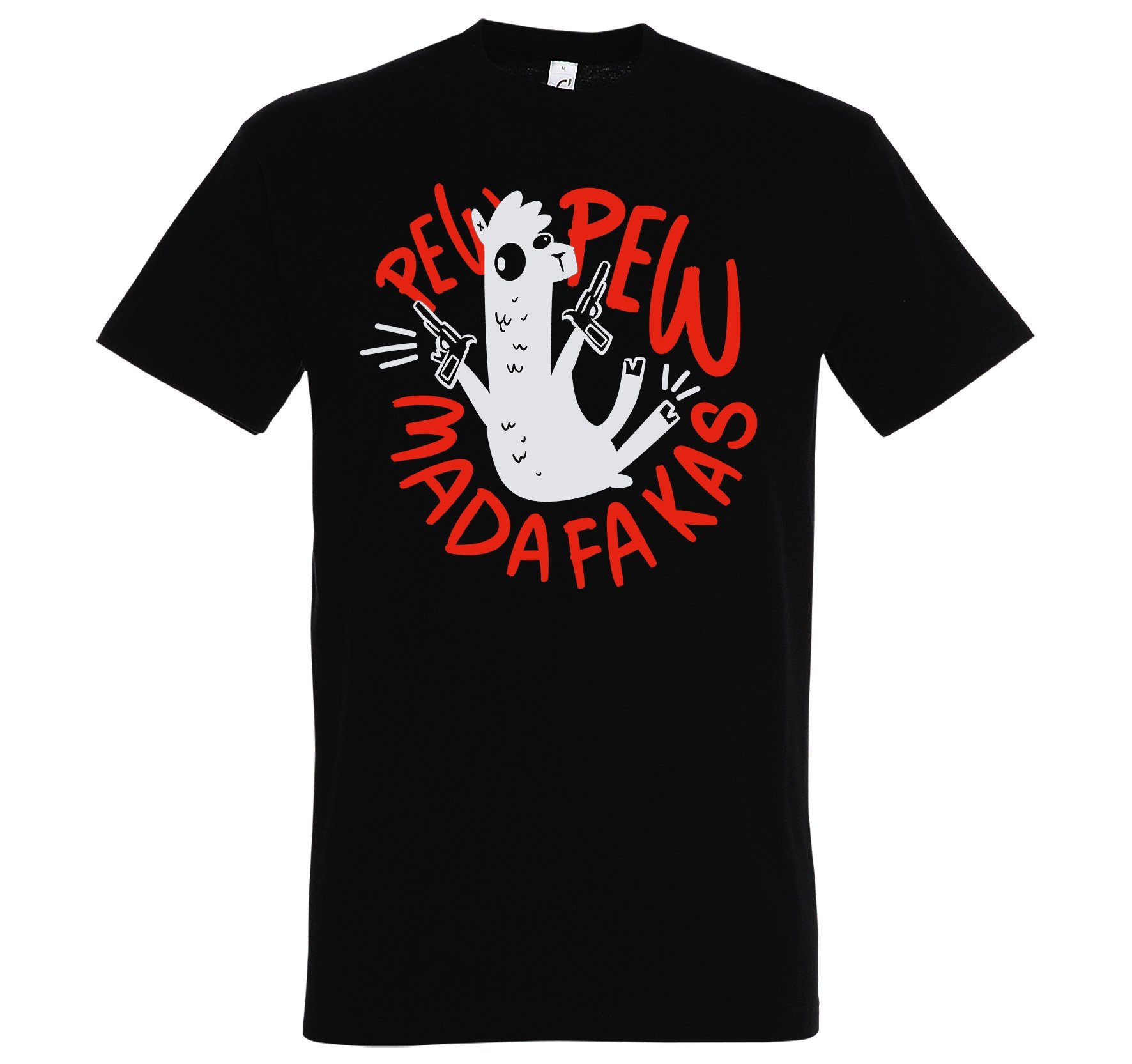 Schwarz Herren T-Shirt Pew Youth Shirt lustigem Pew Frontprint Madafakas Designz mit
