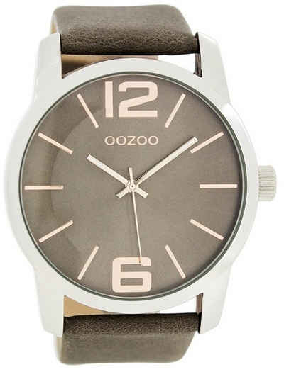 OOZOO Quarzuhr »Oozoo Armbanduhr Herren Damen«, (Armbanduhr), Herren, Damenuhr rund, extra groß (ca. 48mm), Lederarmband, Fashion-Style