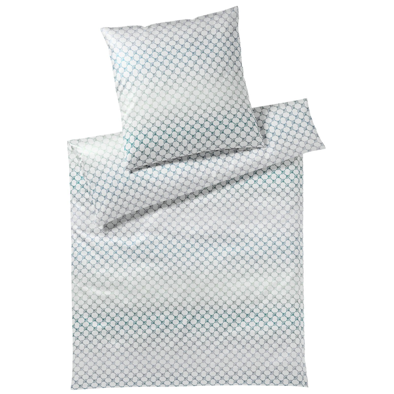 JOOP! Bettwäsche Cornflower Gleam 4106 4 Aqua, Mako-Satin, 3 teilig, Allover-Druck, Farbverlauf
