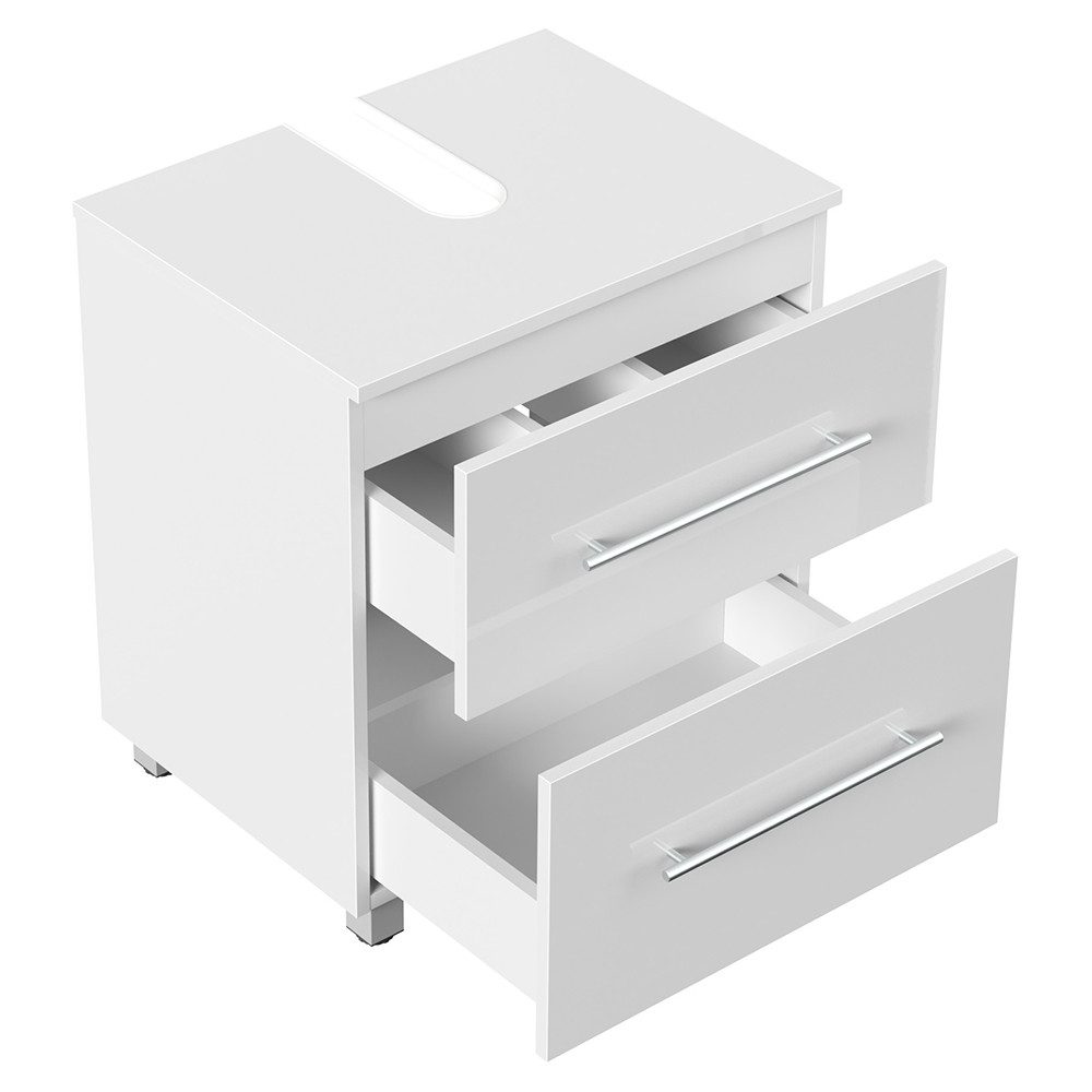 Lomadox Waschbeckenschrank MONTEFANO-02 55 cm breit in weiß Hochglanz, 2-türig, mit Standfüßen – Bild 2 von 5