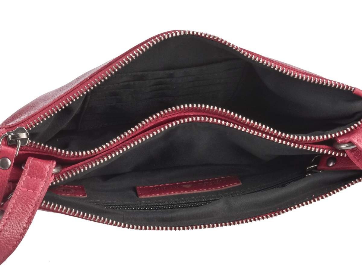 Greenburry Umhängetasche Soft Washed, Schultertasche einzelnen 25x16cm red mit 2 Reißverschlussfächern