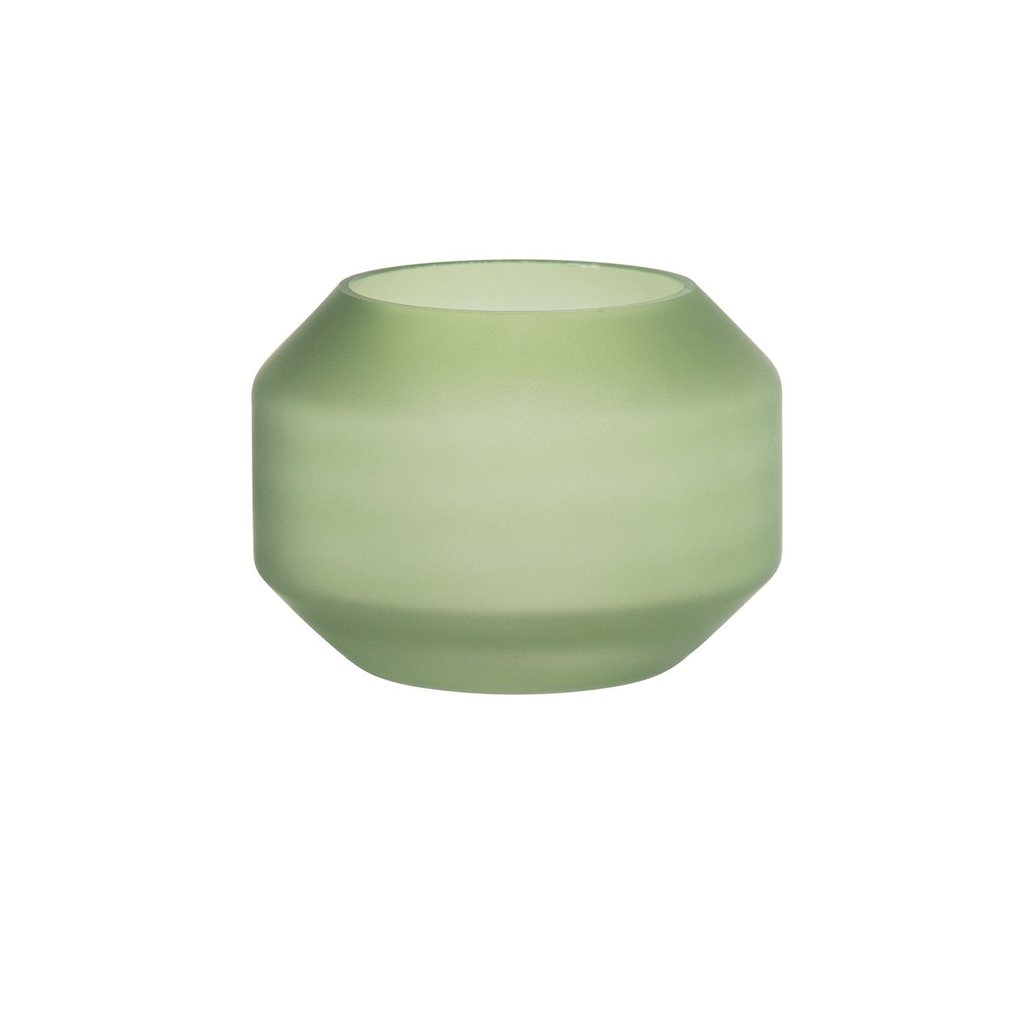 Fink Teelichthalter Teelichthalter / Vase EILEEN - grün - Glas - H.12cm x Ø  15cm, außen foliert - mundgeblasen, Stimmungsvoller Teelichthalter