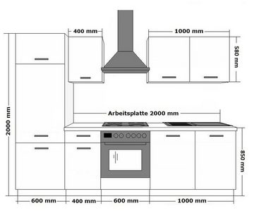 Küchen-Preisbombe Küchenzeile Toni 260 cm Küche Küchenblock Singleküche Einbauküche