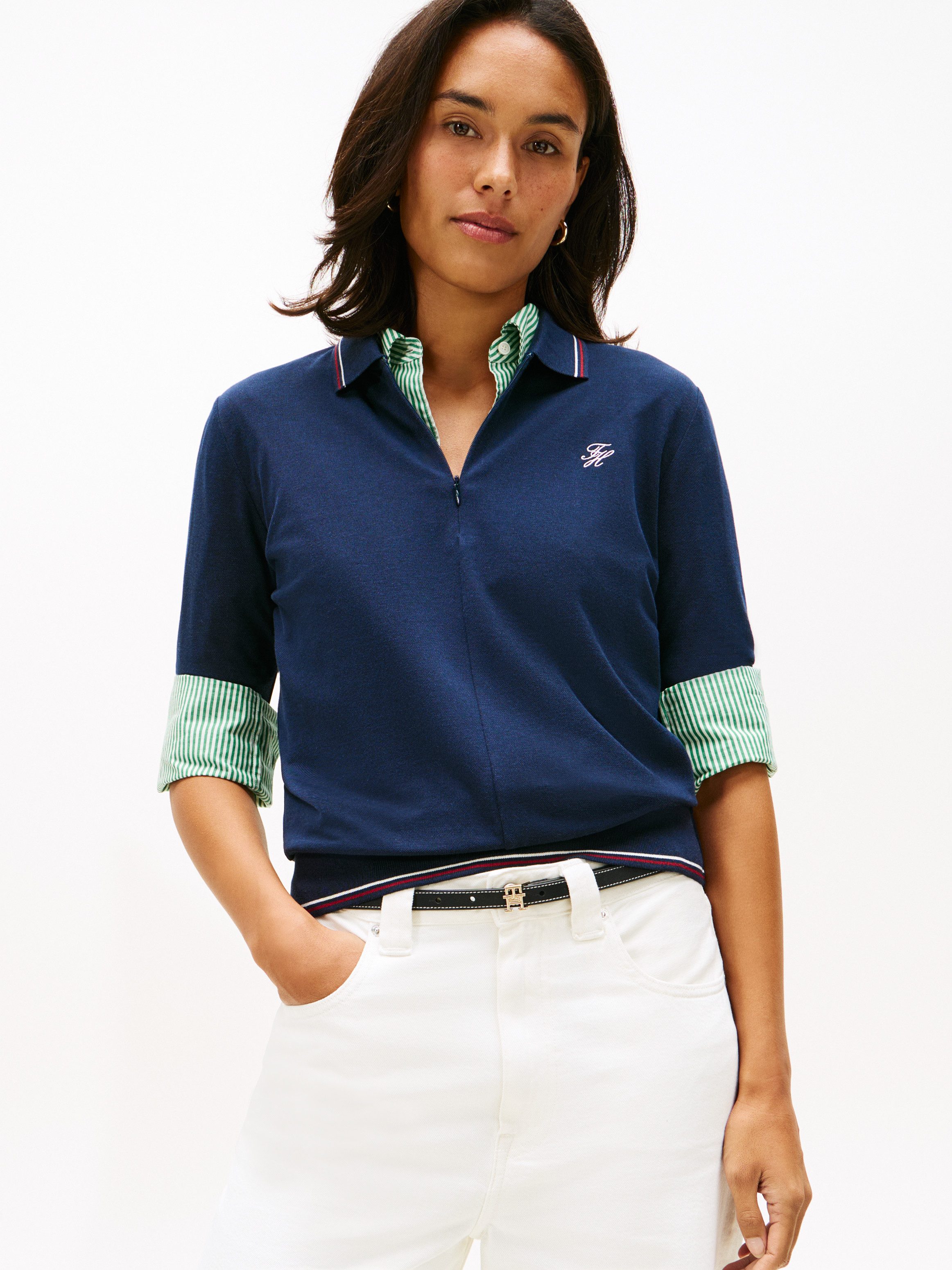Tommy Hilfiger Poloshirt TH SCRIPT LYOCELL ZIP SS POLO günstig online kaufen