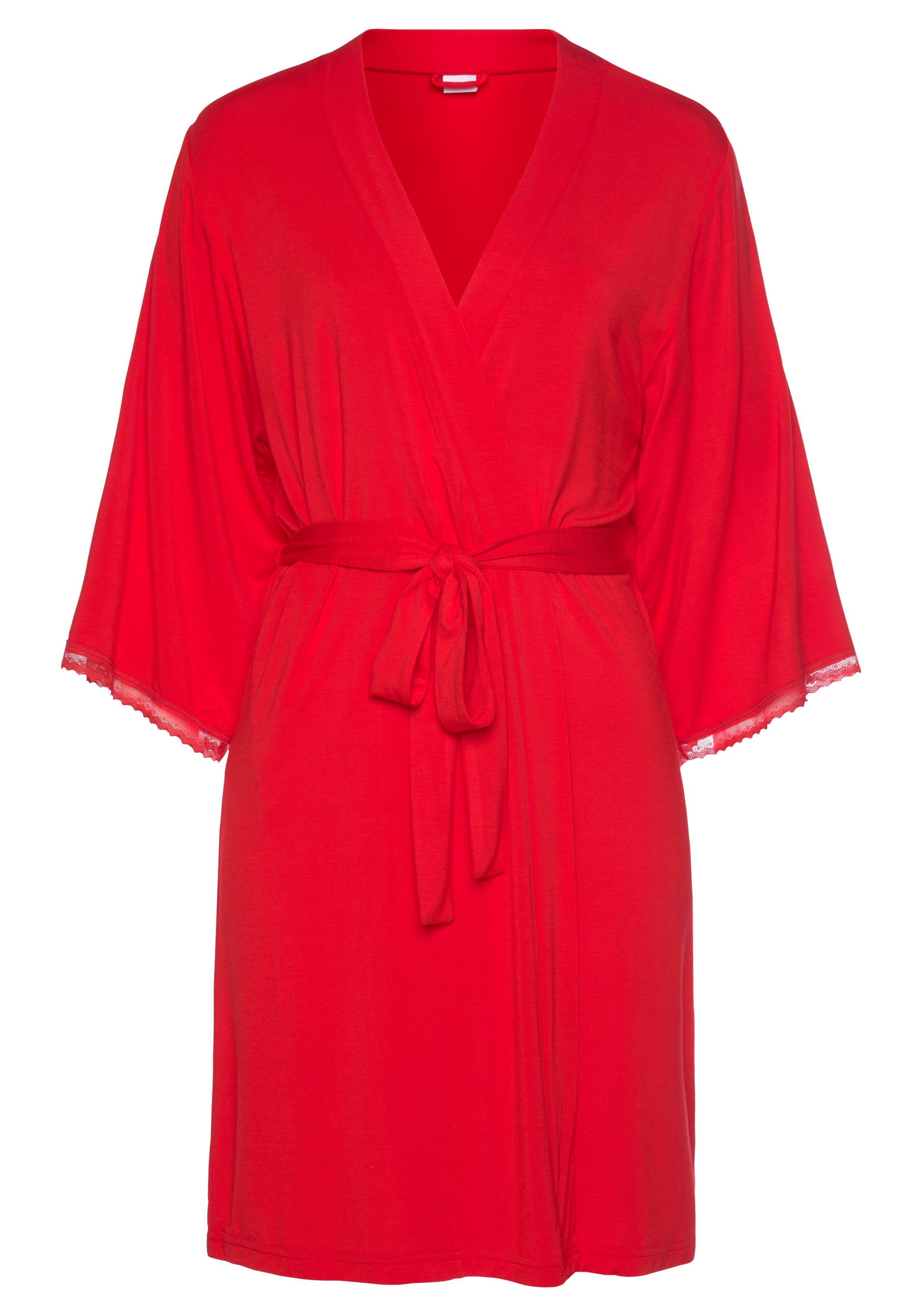 LASCANA Kimono, Kurzform, Jersey, Kimono-Kragen, Gürtel, günstig online kaufen