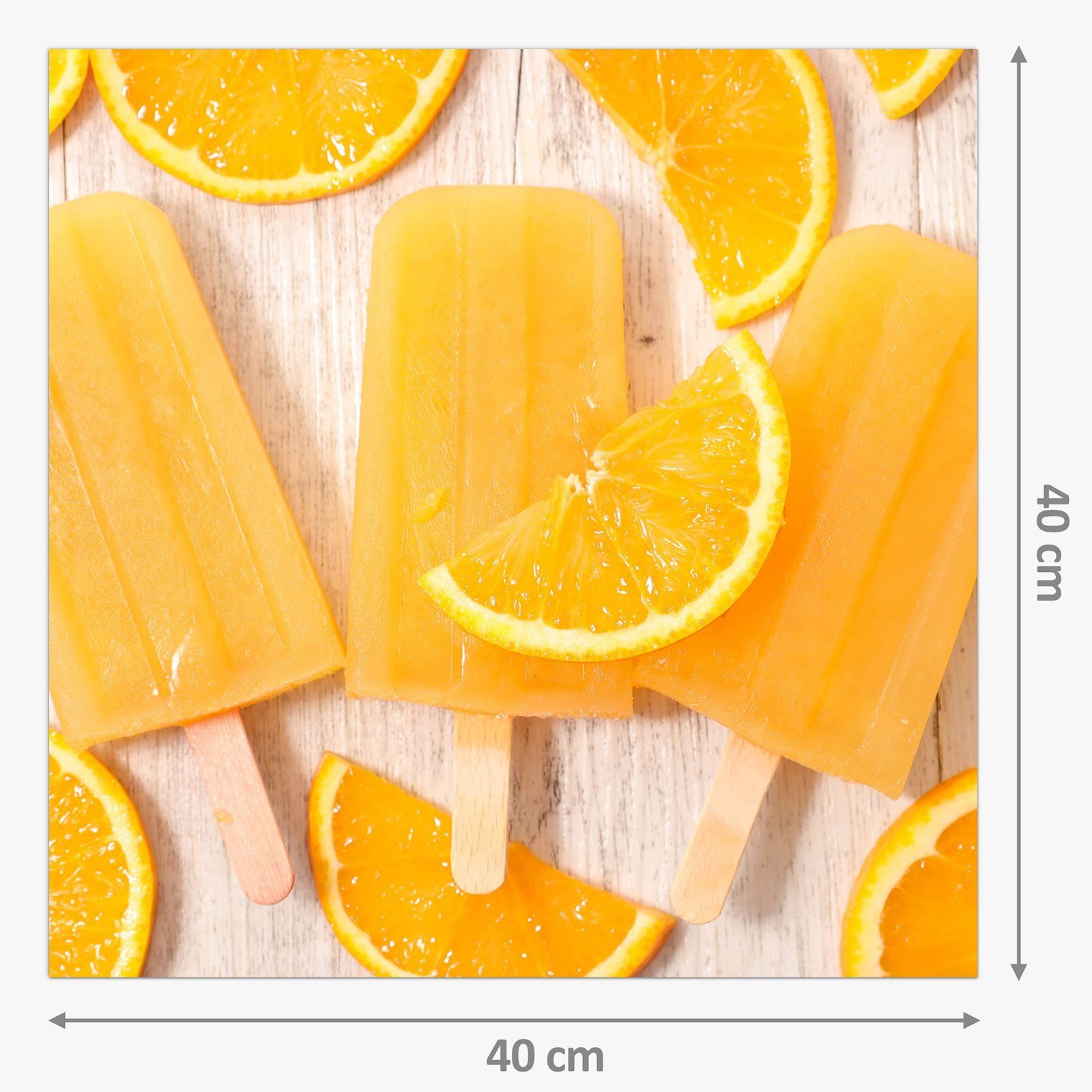 Glas mit am Küchenrückwand Spritzschutz Küchenrückwand Motiv Orangeneis Primedeco Stiel