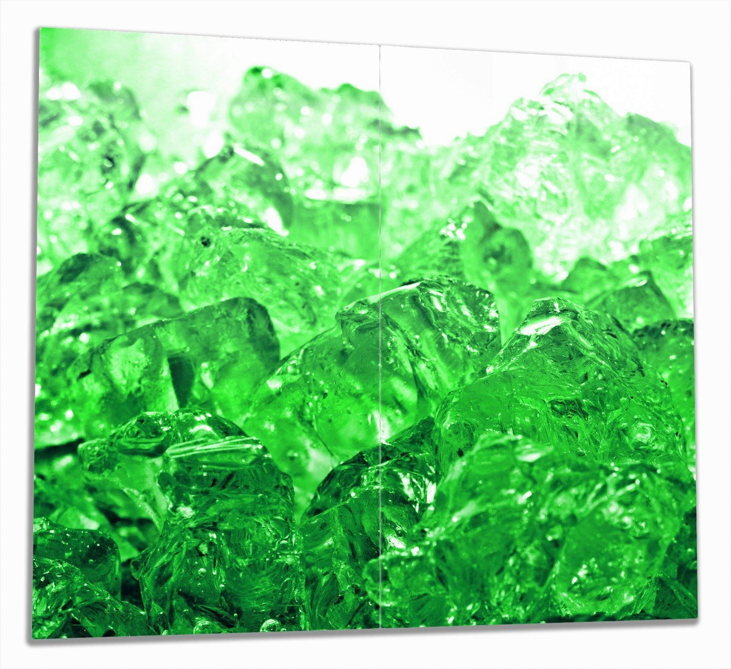 Wallario Herd-Abdeckplatte Leuchtendes Eis in grün, ESG-Sicherheitsglas, (Glasplatte, 2 tlg., inkl. 5mm Noppen), verschiedene Größen