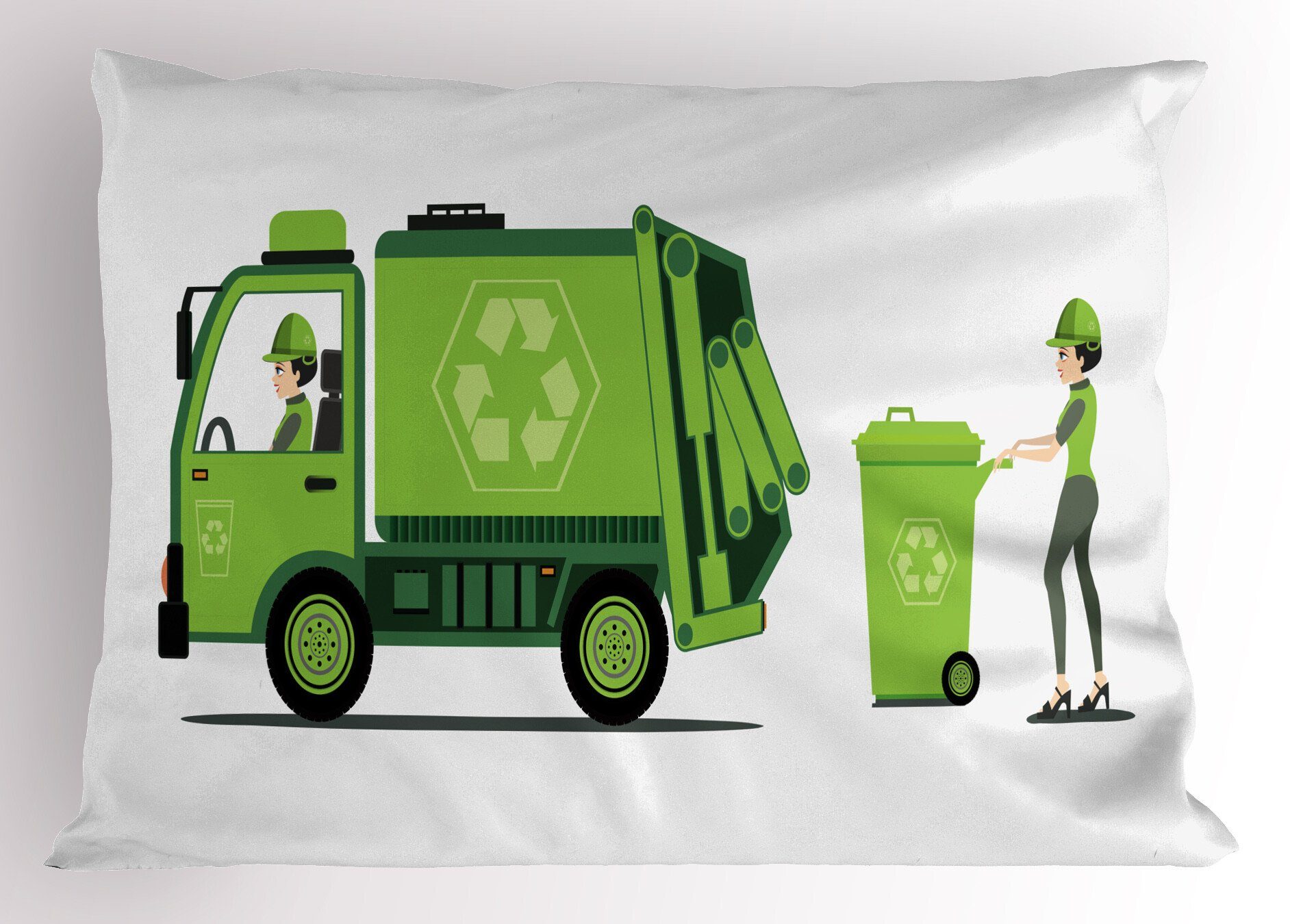 Trash Stück), Müllwagen Kissenbezüge Dekorativer Abakuhaus Gedruckter Picking Queen Kopfkissenbezug, Size (1 Mitarbeiter