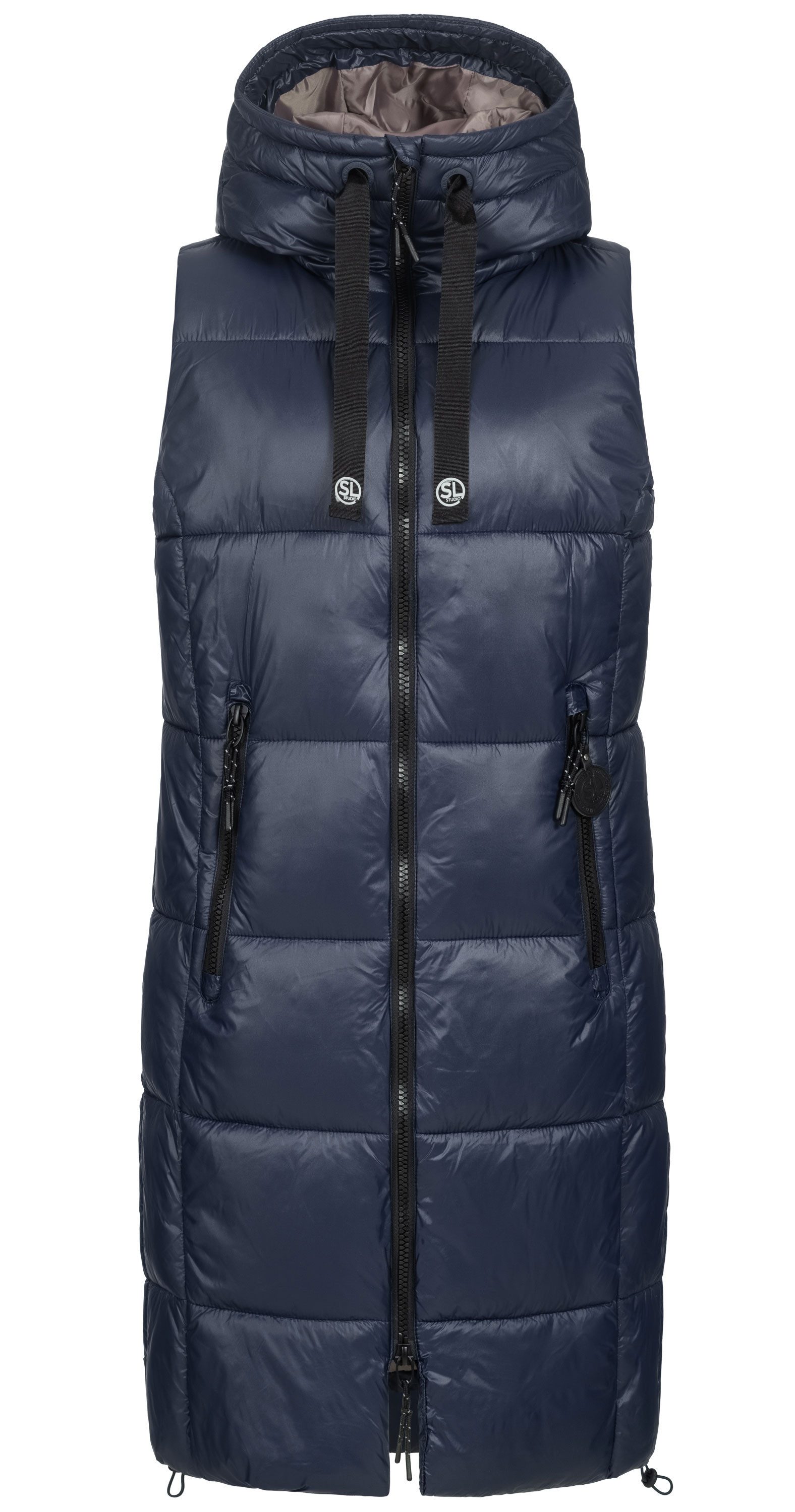 SUBLEVEL Steppweste Damen mit Kapuze Waistcoat lange Winter Weste Bodywarmer Waistcoat