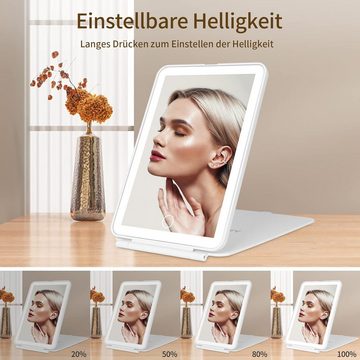 Fine Life Pro Kosmetikspiegel, Wiederaufladbarer Schminkspiegel mit Beleuchtung, 13x19 cm