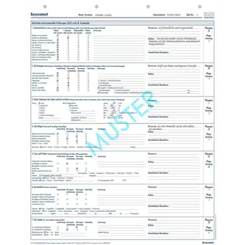 BOI DOKUTECH Formularblock BOI Pflegeanamnese AEDL/Assessment Krohwinkel Formulare