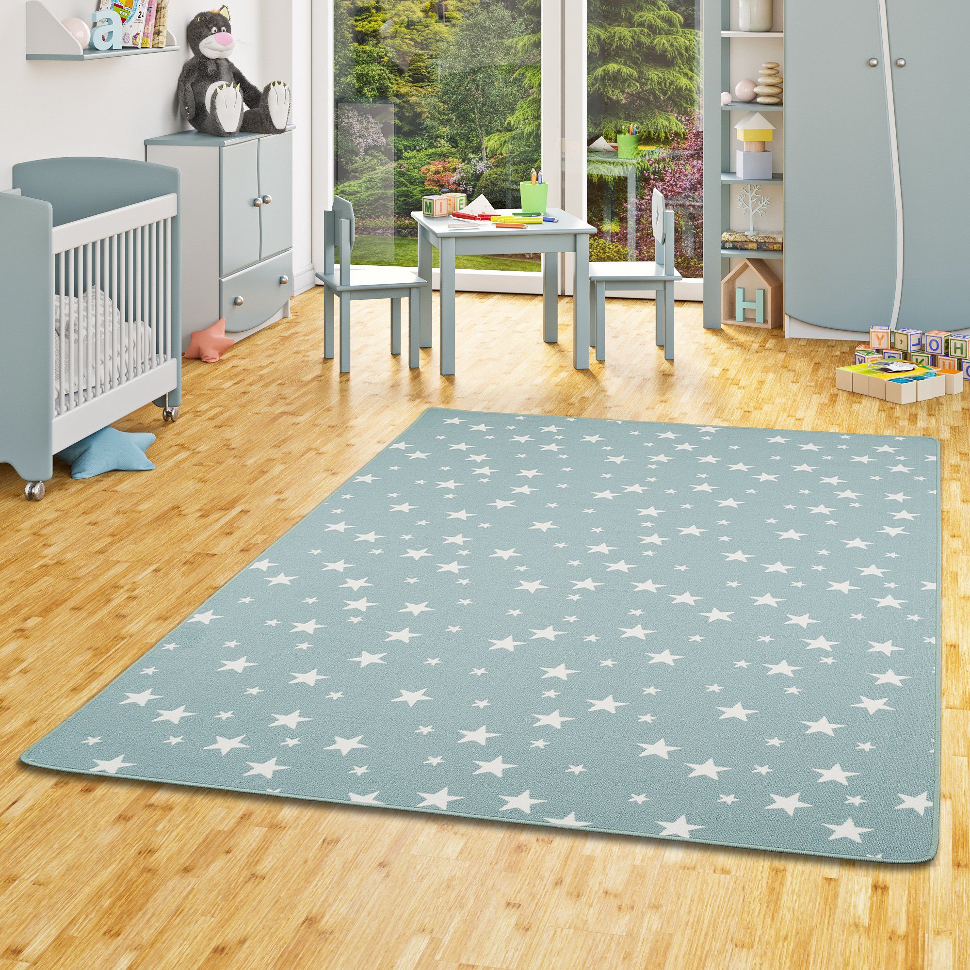 Snapstyle Kinderteppich Kinder Spiel Teppich Sterne, Rechteckig, Höhe: 5 mm