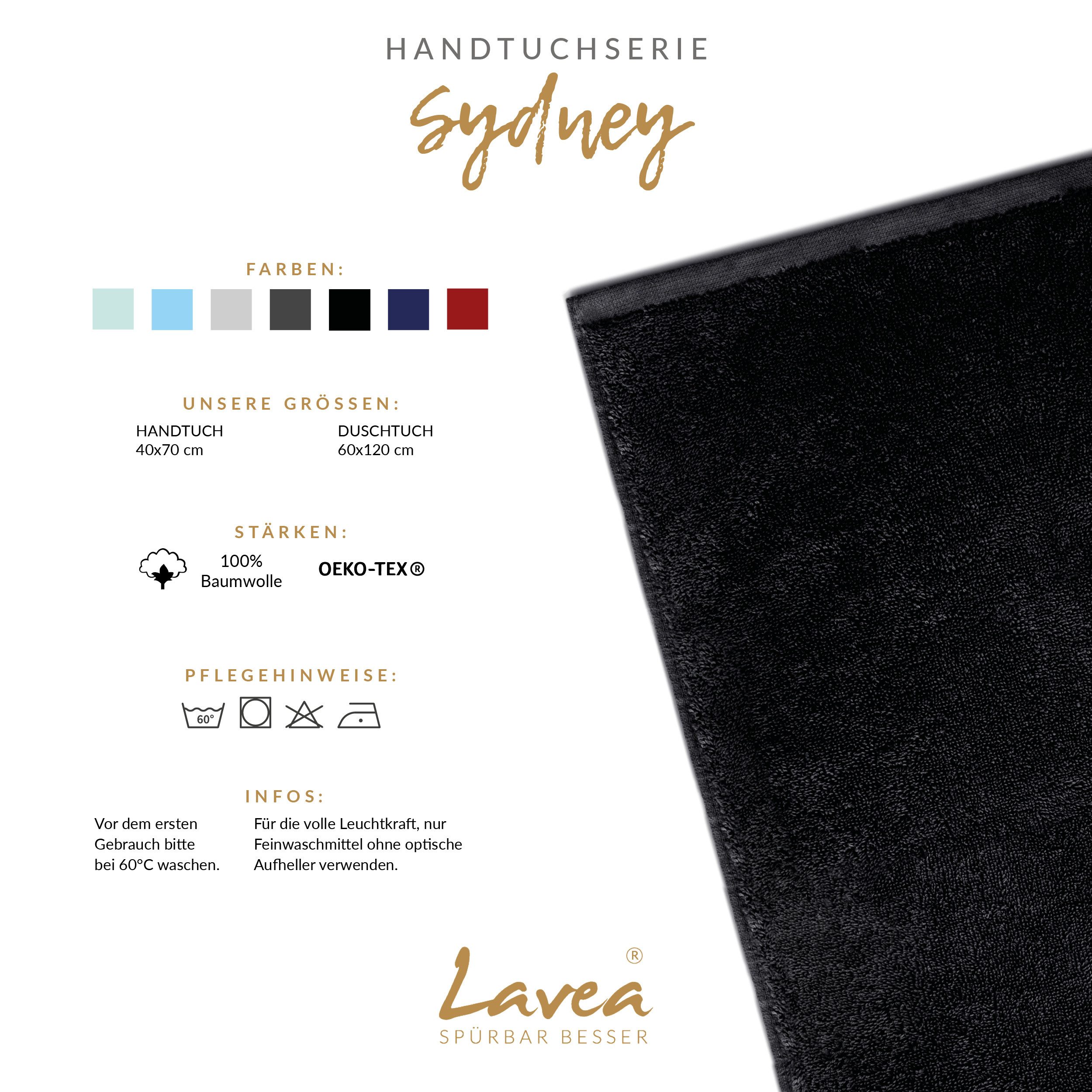 Lavea Handtücher Sydney Serie Handtuch oder Duschtuch Set, (4-St), 500 g/m² Frottier, weich & saugstark, pflegeleicht