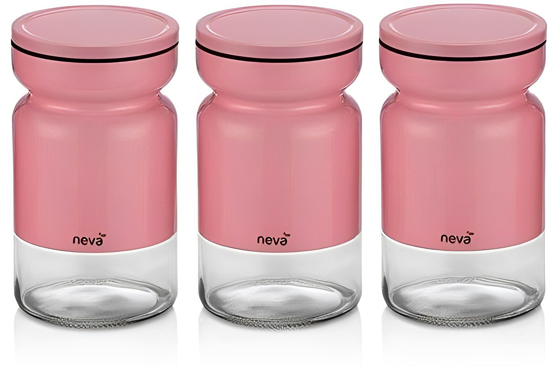 Edelstahl, Glas, Sweet Gewürzbehälter Rosa, Neva (3-tlg) 3tlg. Gewürzdosen Set Neva