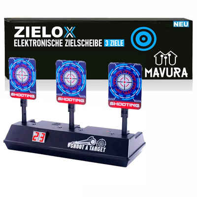 MAVURA Zielscheibe ZIELOX Elektronische Schießscheibe Schießspiel 3 Ziele Digitale mit, (Punktzählung Licht & Sounds), für Spielzeug Pistolen wie Nerf Softair u.v.m.