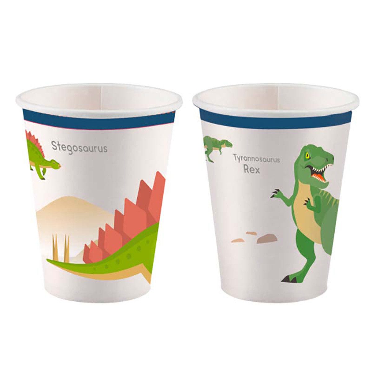 Amscan Einwegbecher Pappbecher Dinosaurier 250ml/8Stk., 100% Papier, Pappe
