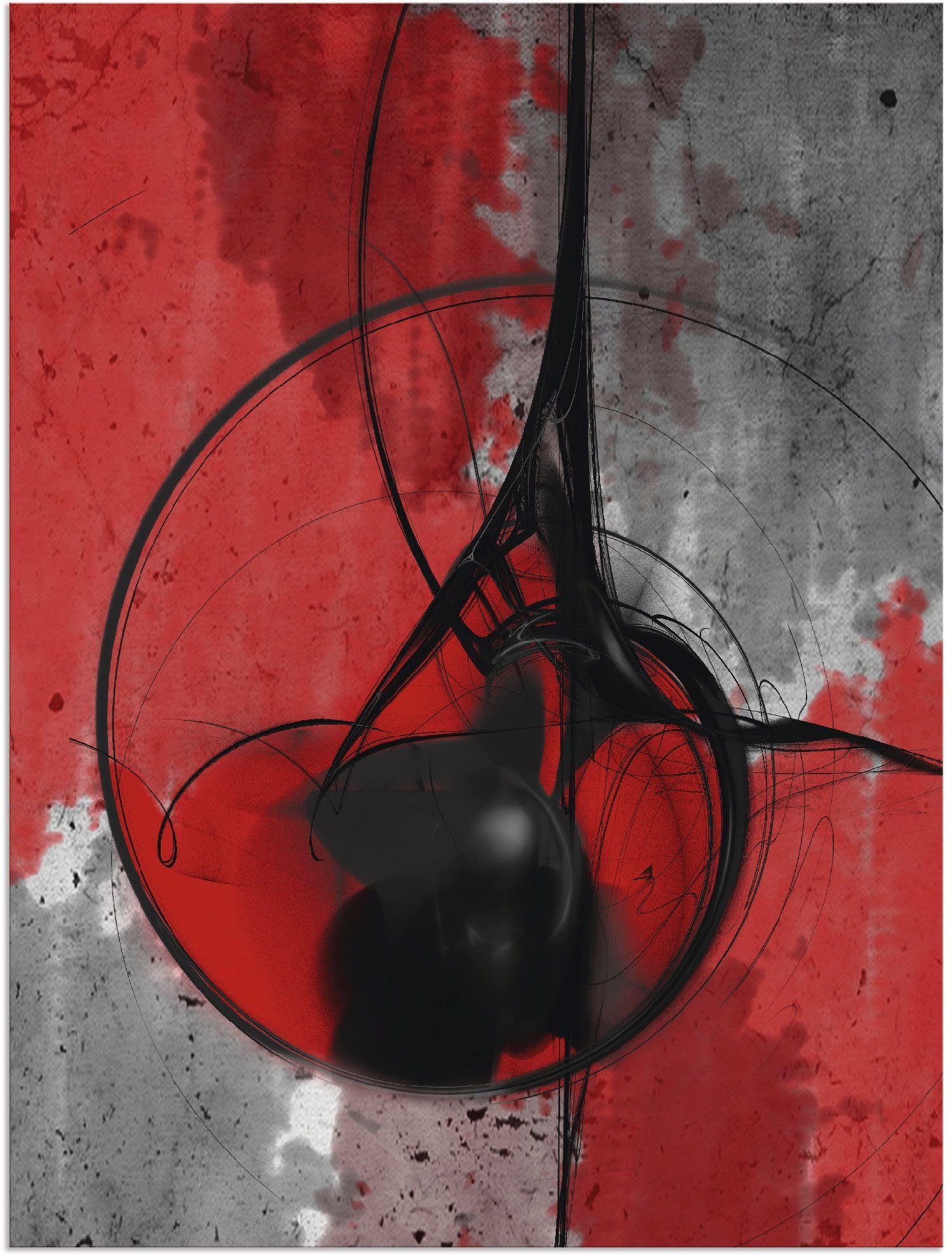 Artland Wandbild Abstrakt in rot und schwarz, Gegenstandslos (1 St), als Alubild, Leinwandbild, Poster in verschied. Größen