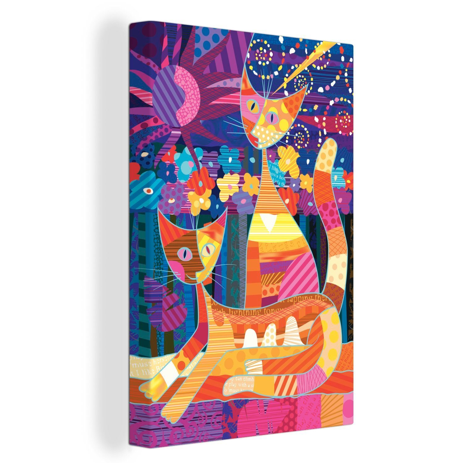 OneMillionCanvasses® Leinwandbild Eine Illustration einiger Pop-Art-Katzen, (1 St), Leinwandbild fertig bespannt inkl. Zackenaufhänger, Gemälde, 20x30 cm