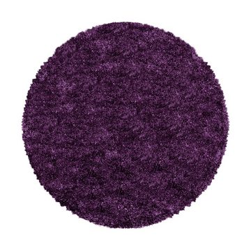 Teppich Unicolor - Einfarbig, HomebyHome, Rund, Höhe: 30 mm, Runder Teppich Wohnzimmer Einfarbig Shaggy versch. farben und größen