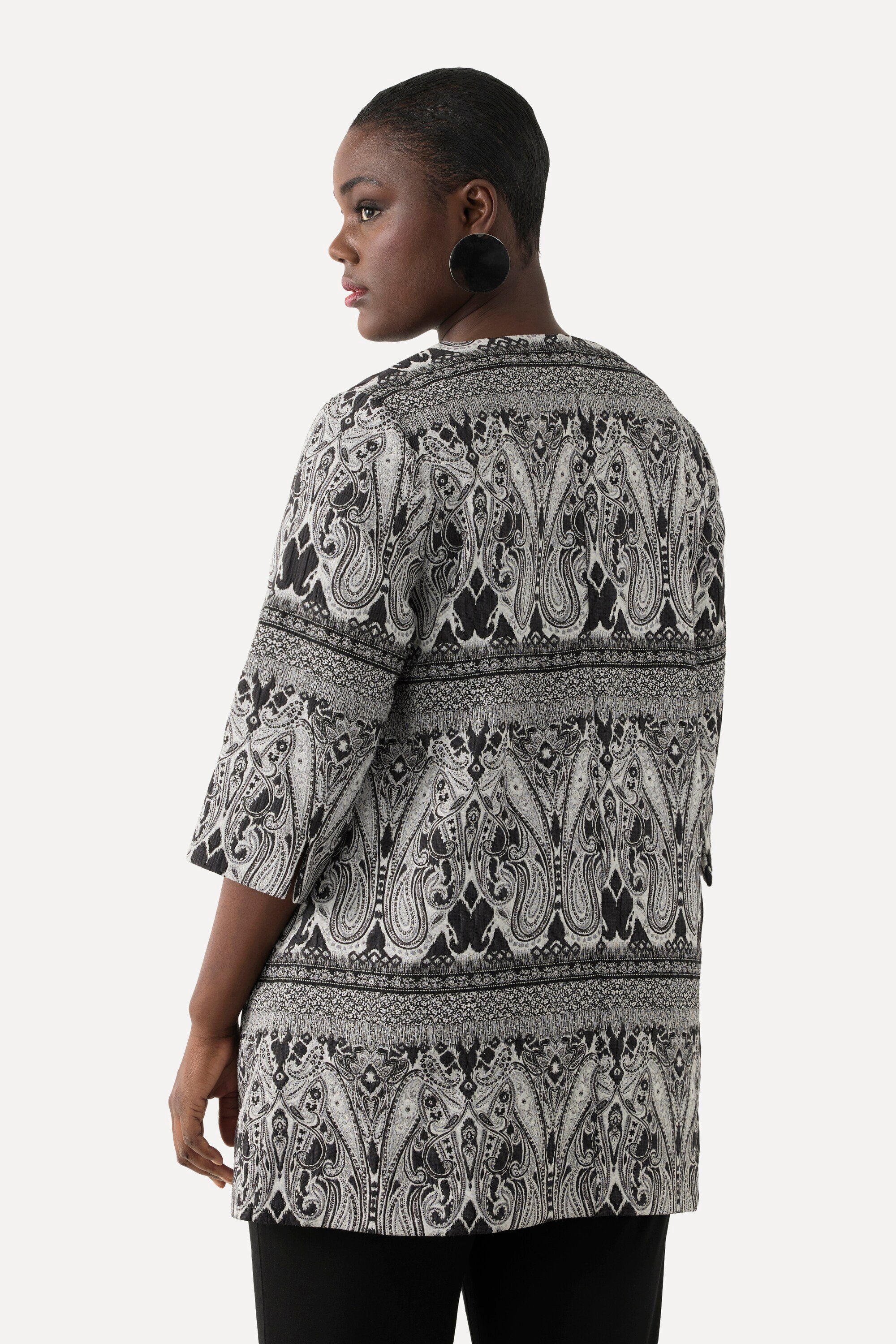 Ulla Popken Sommerjacke Jacke Paisley V-Ausschnitt Hakenverschluss 3/4-Arm