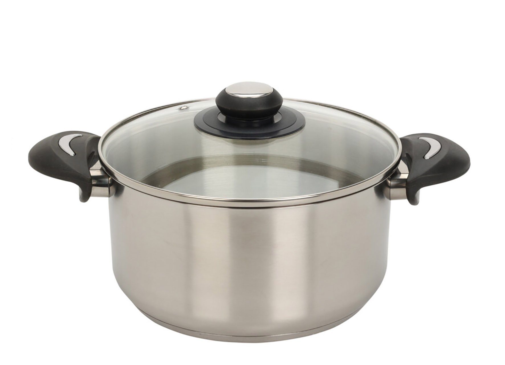 Spetebo Kochtopf Edelstahl Kochtopf mit Glasdeckel 3,5 L / Ø 22 cm, Edelstahl (Packung, 2-tlg., Topf mit Deckel), Universal Küchen Topf mit Griffen