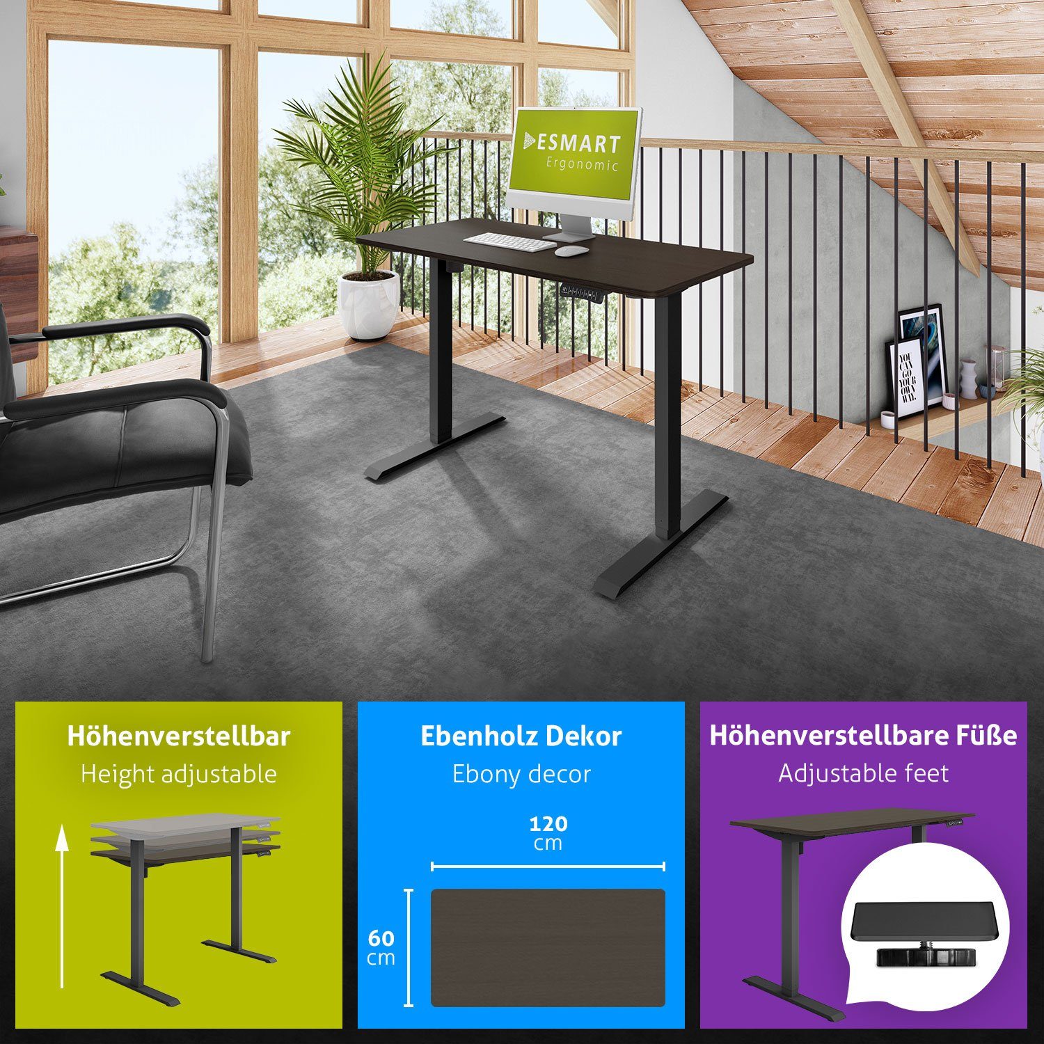 ESMART Schreibtisch ESMART Germany, ETX-121 Elektrisch günstig online kaufen