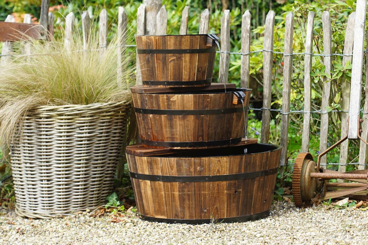 Gartenbrunnen Wasserfall Ubbink AcquaArte Edinburgh Holz