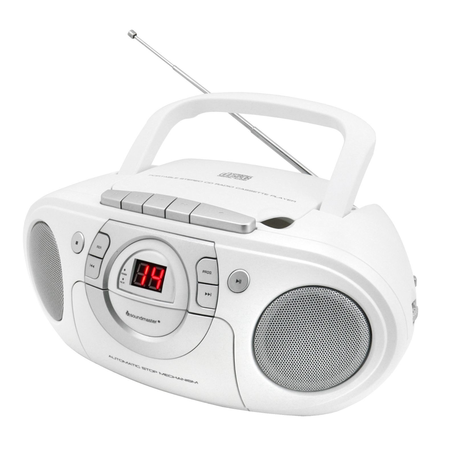 Soundmaster SCD5100WE tragbarer CD-Player Radiorecorder Kassettenrecorder AUX CD-Radiorecorder