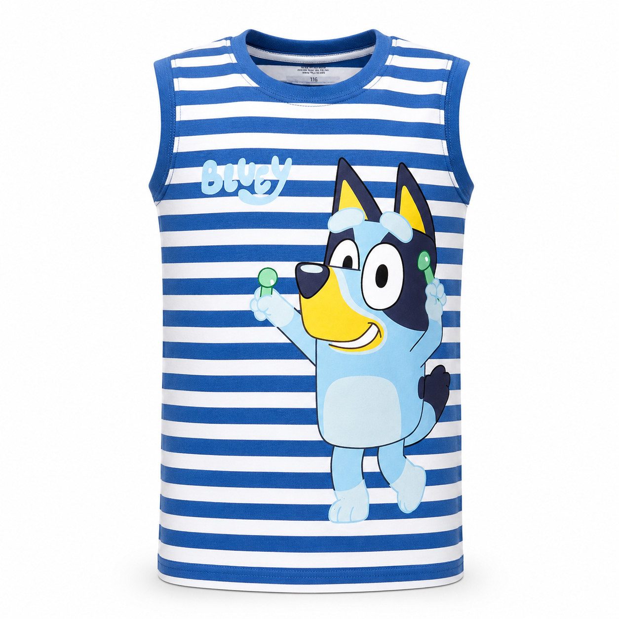 Bluey Print-Shirt Bluey & Bingo Kinder Shirt für Jungen Ärmelloses T-Shirt Gr. 104 bis 122 - 100% Baumwolle