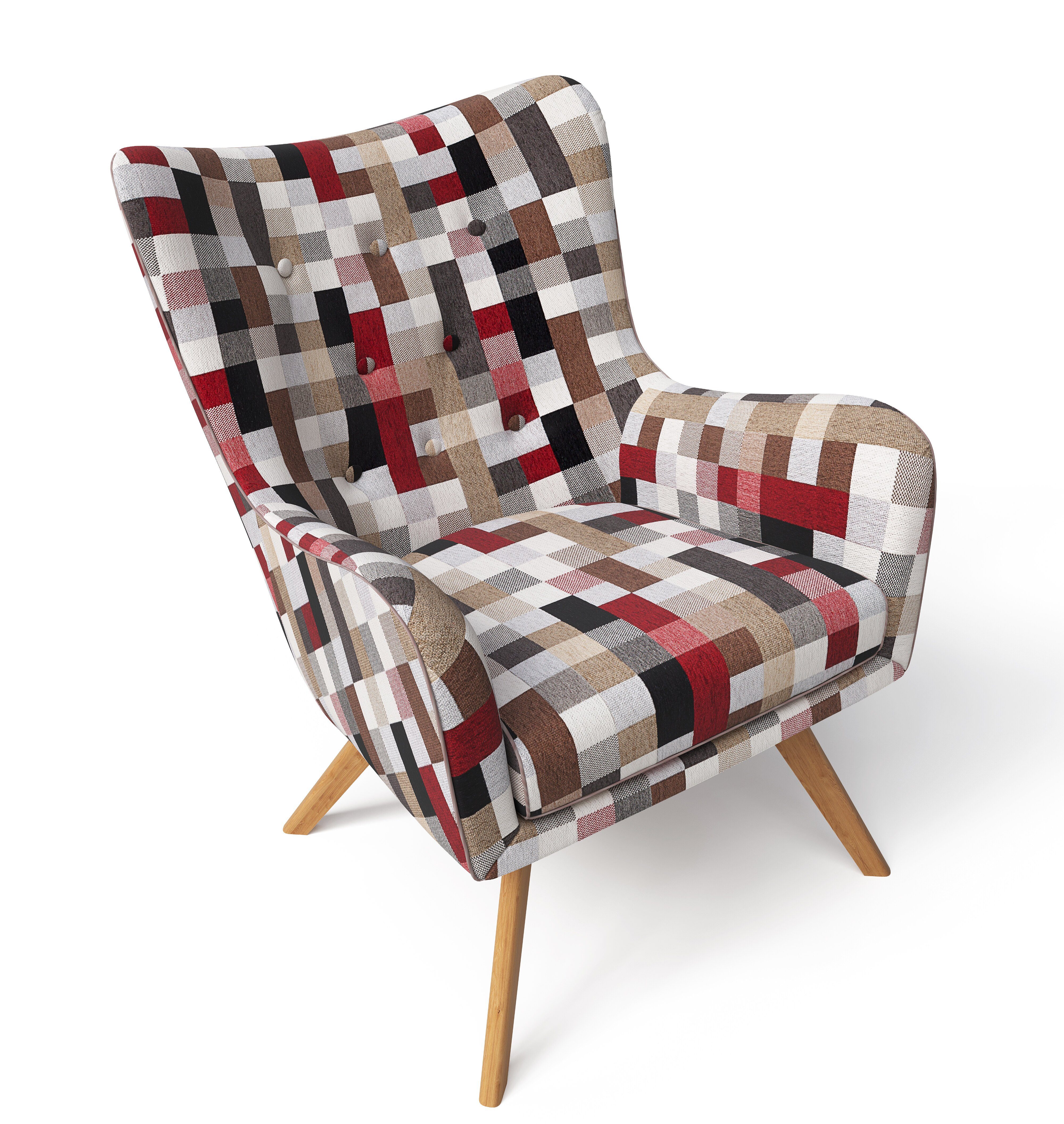 Supellex Patchwork mit Design Supellex gedeckt bunt Sessel kariert Hocker Sessel