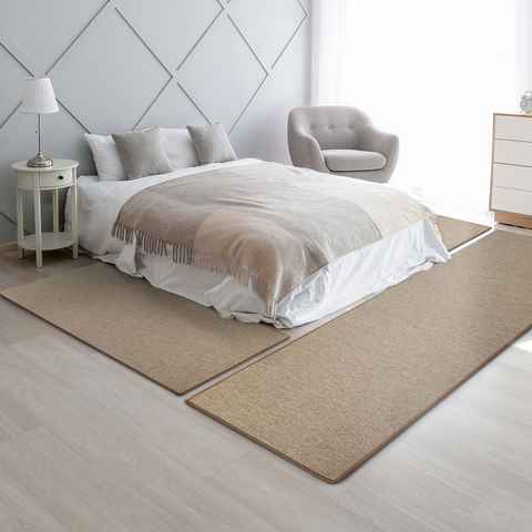 Bettumrandung Haifa, verschiedene Farben, Bettvorleger ideal für das Schlafzimmer Karat, Höhe 3.5 mm, (3-tlg), in Sisal-Optik