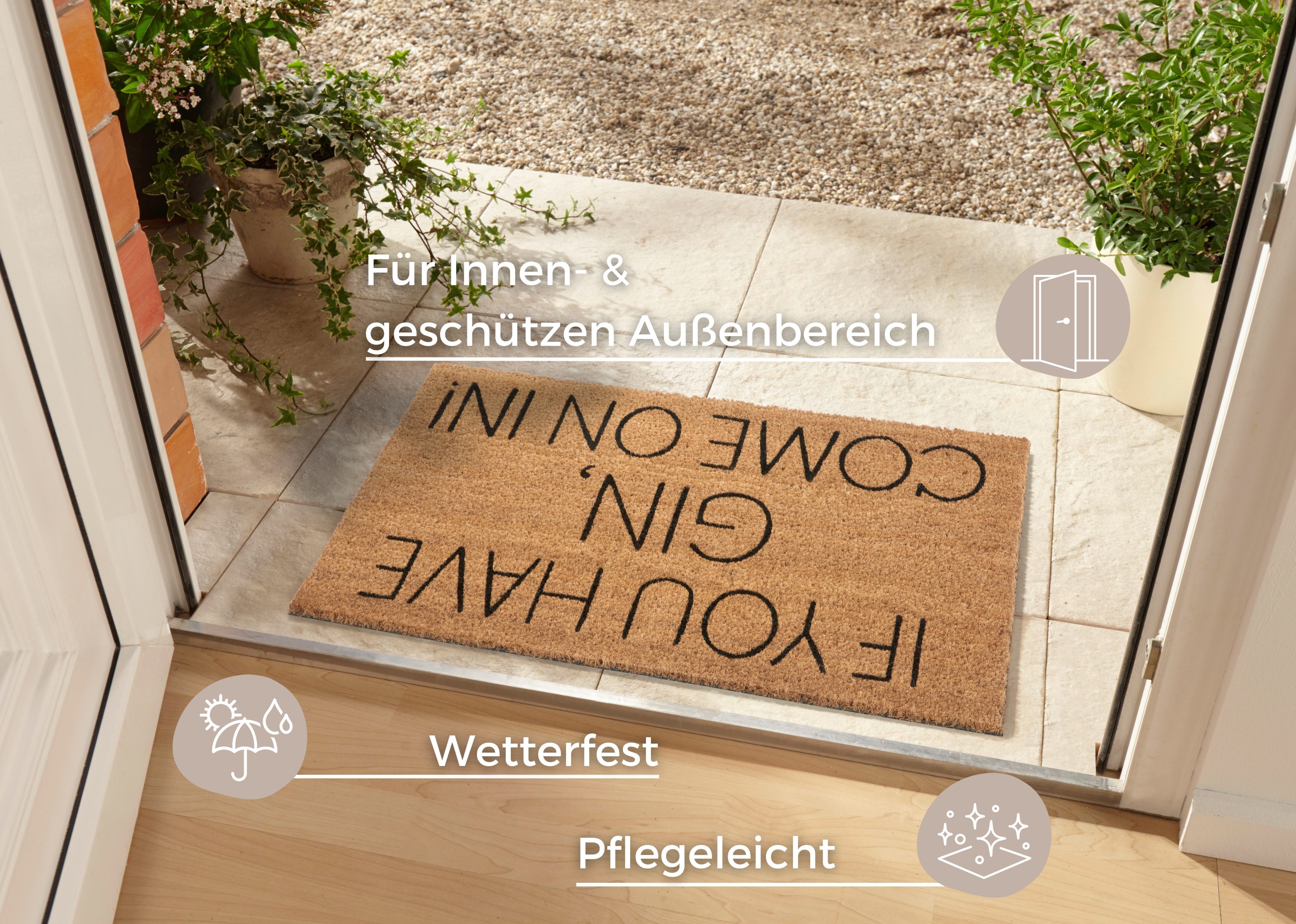 HANSE Home Fußmatte Mix Mats Kokos Gin, Türmatte, rechteckig, Höhe: 15 mm, Kokos, Schmutzfangmatte, Outdoor, Rutschfest, Innen, Kokosmatte, Flur – Bild 2 von 5
