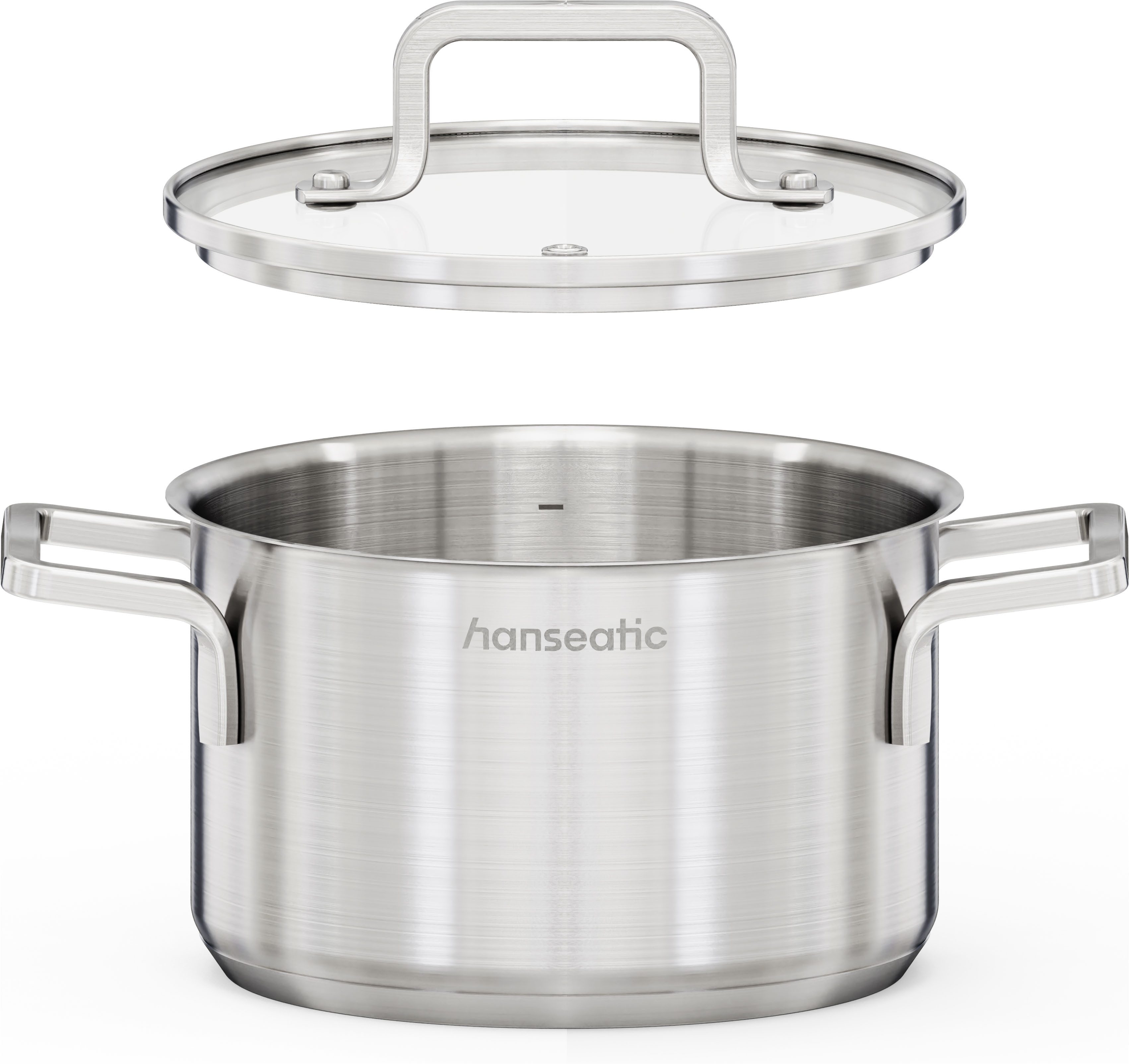 Hanseatic Kochtopf DAILY, Edelstahl 18/10 (1-tlg), handfreundliche Griffe, Literskala, Glasdeckel, Induktion